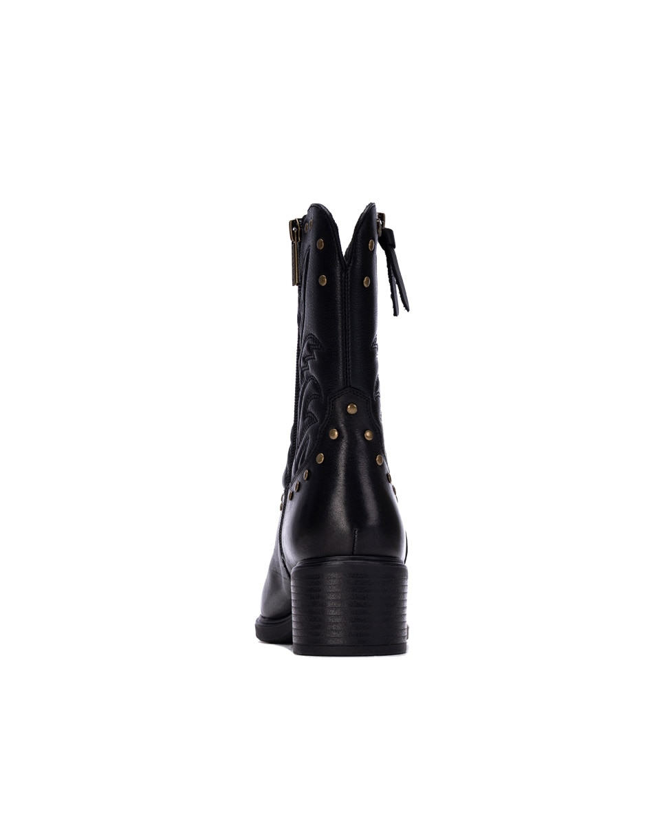 Botín de mujer con cremallera de piel - Carmela - Negro Negro-5