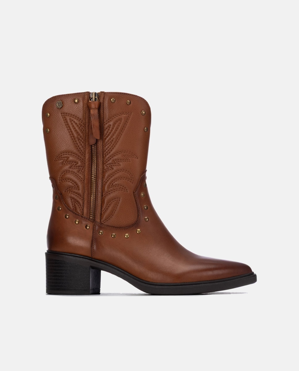 Botín de mujer con cremallera de piel - Carmela - Camel Camel-1