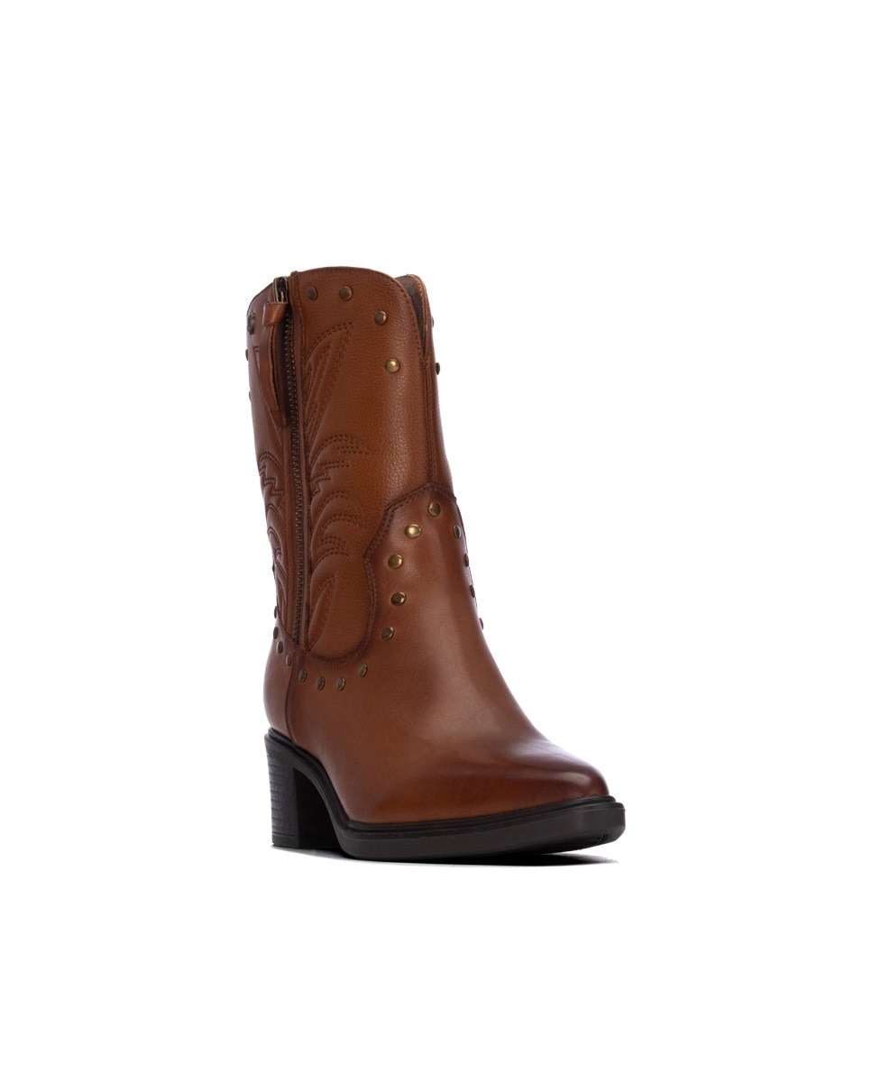 Botín de mujer con cremallera de piel - Carmela - Camel Camel-3