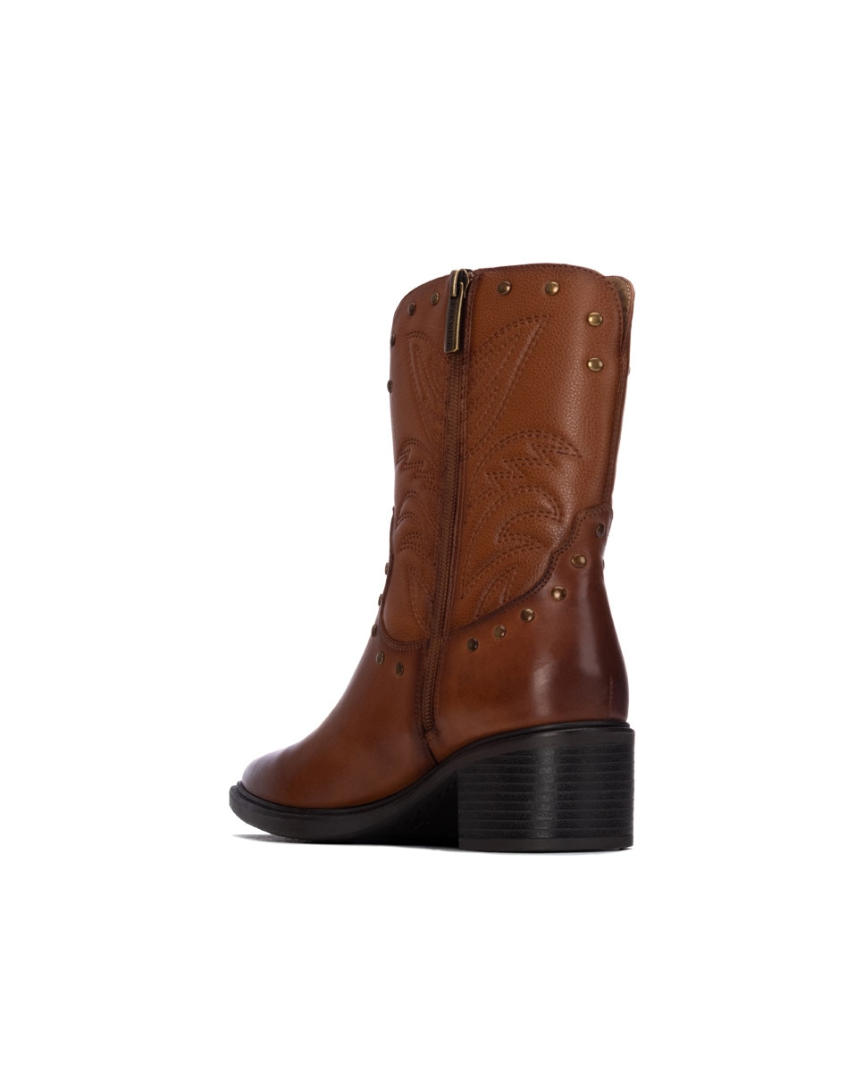 Botín de mujer con cremallera de piel - Carmela - Camel Camel-2