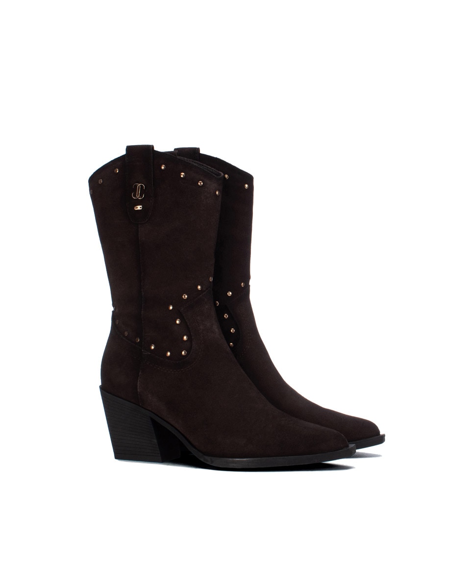 Bota de mujer de piel - Carmela - Marrón Marrón-4