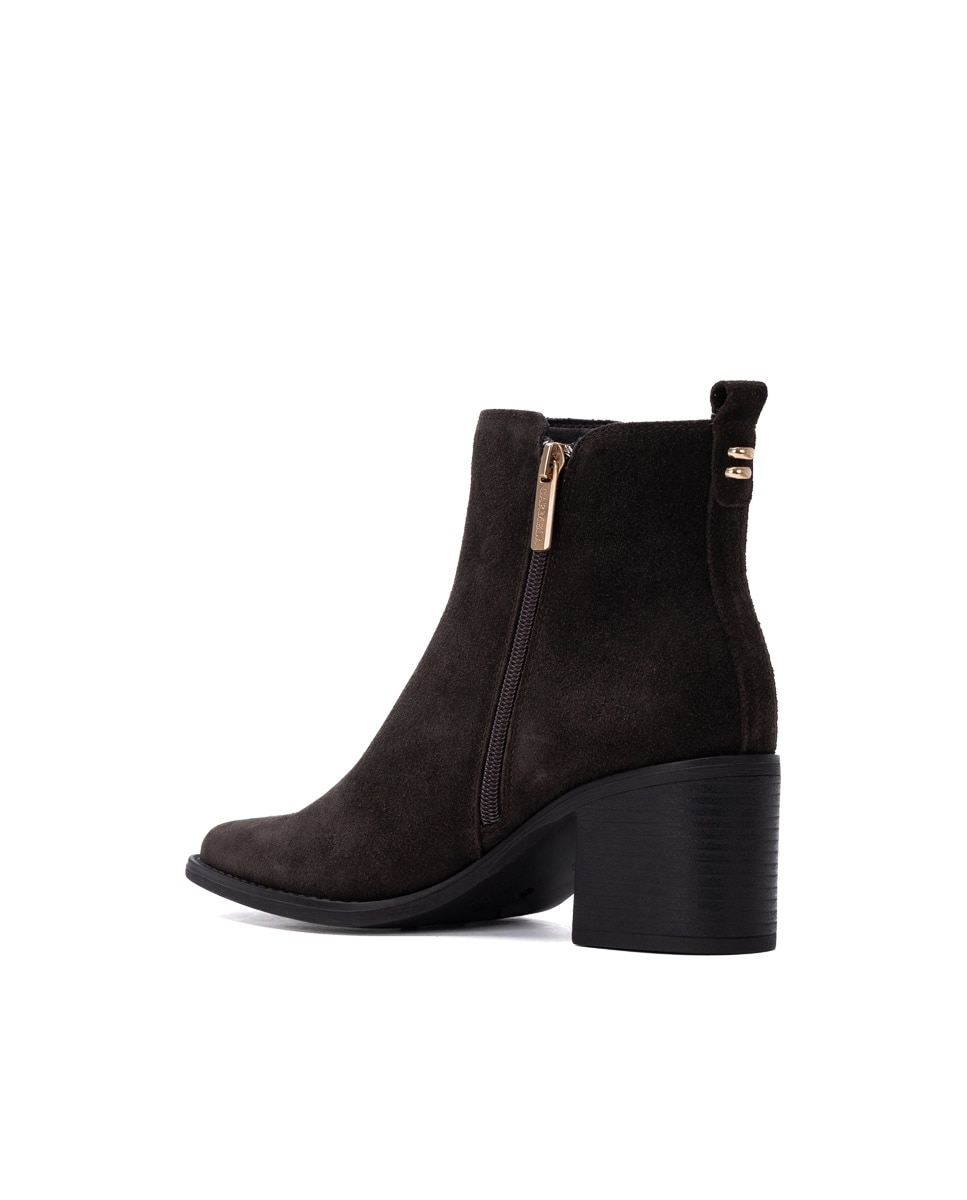 Botines de mujer con cremallera de serraje - Carmela - Marrón Marrón-2