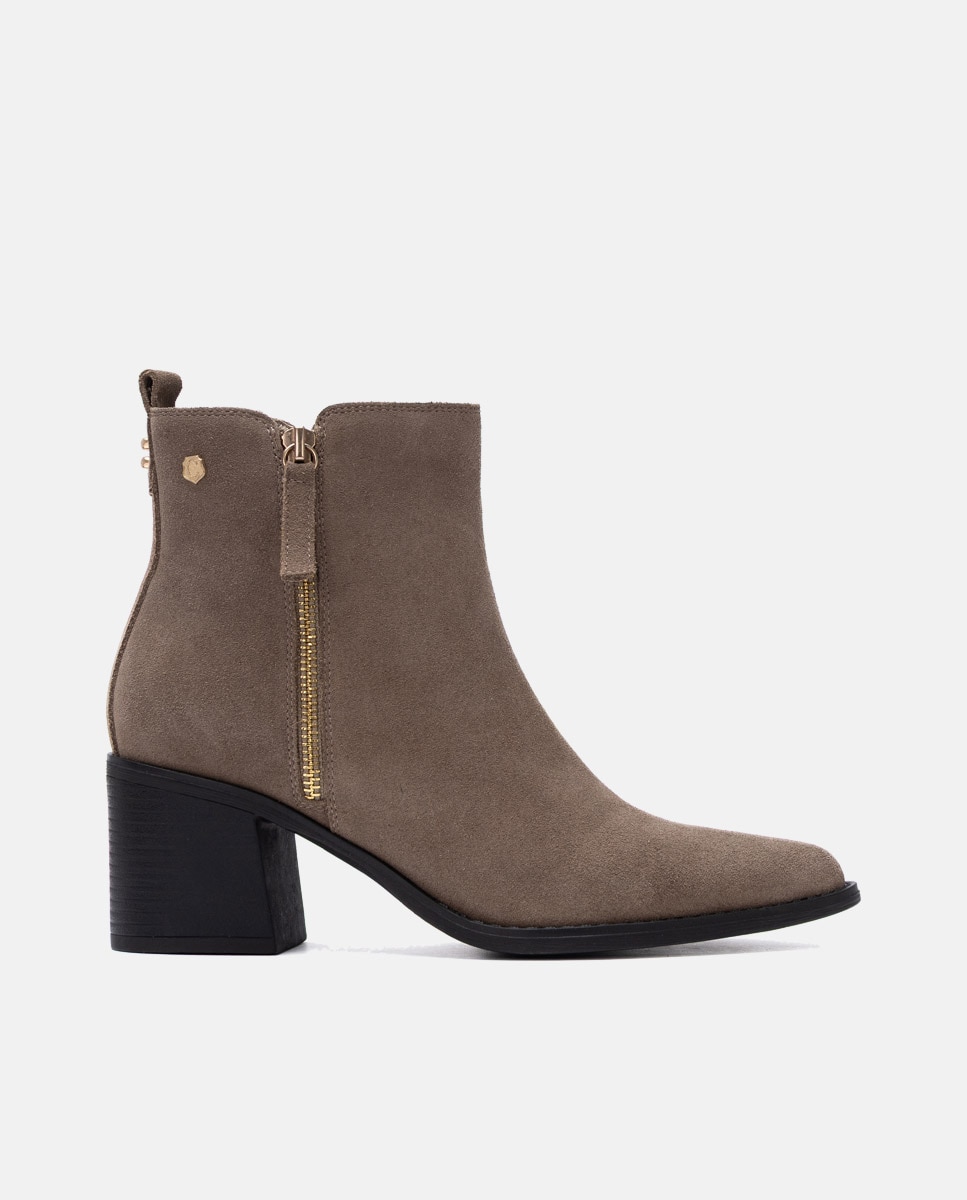 Botines de mujer con cremallera de serraje - Carmela - Marrón Marrón-1