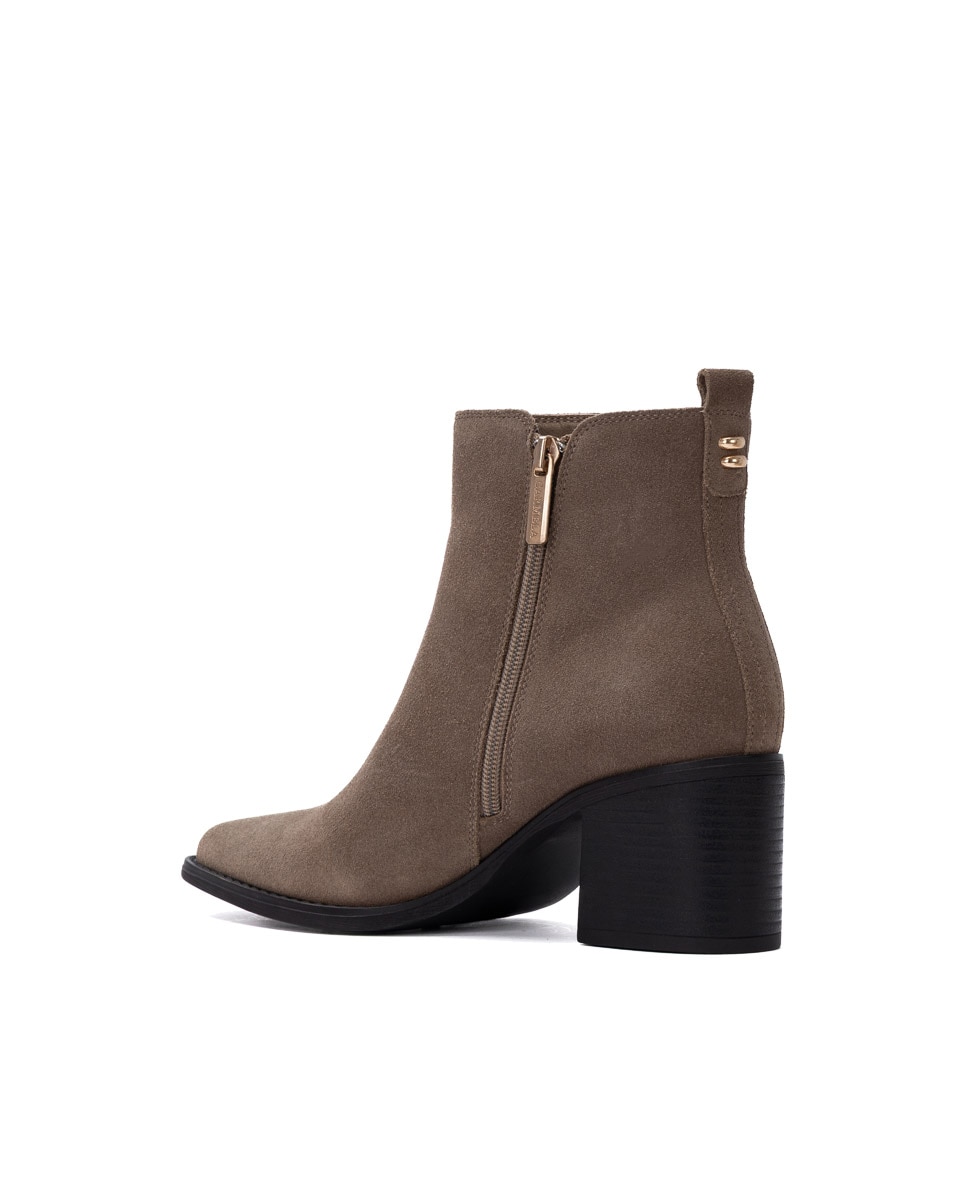 Botines de mujer con cremallera de serraje - Carmela - Marrón Marrón-2