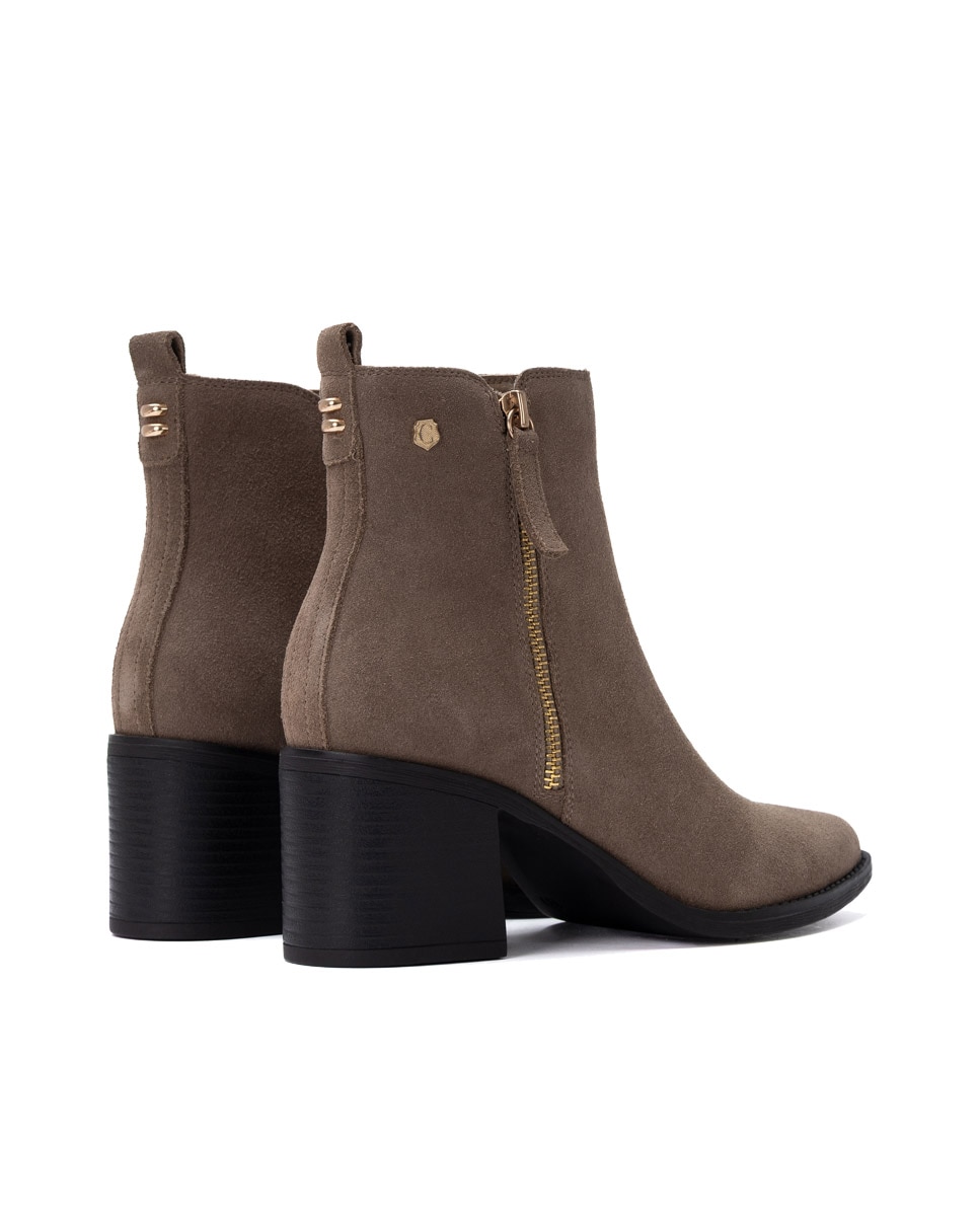 Botines de mujer con cremallera de serraje - Carmela - Marrón Marrón-9