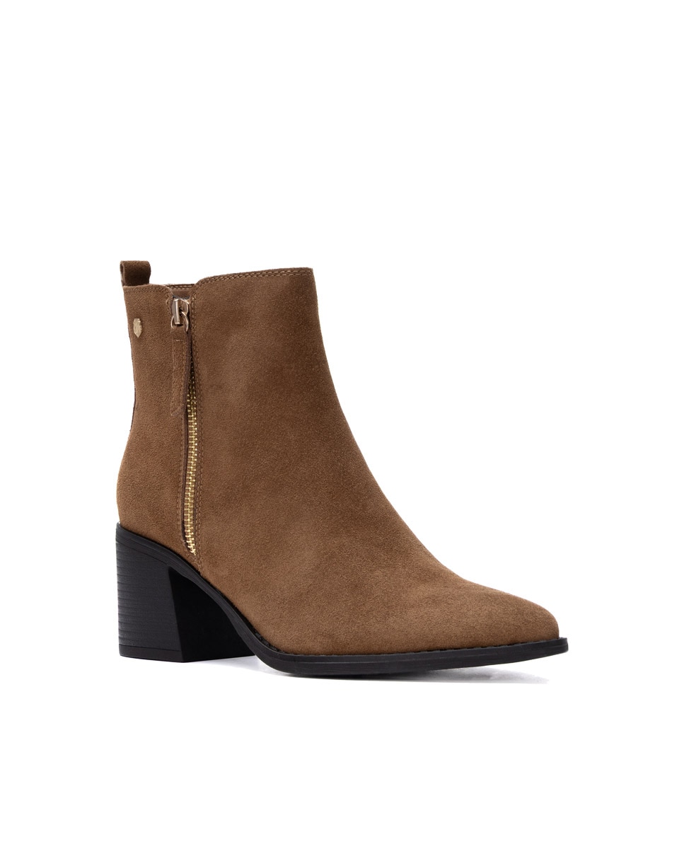 Botines de mujer con cremallera de serraje - Carmela - Camel Camel-3