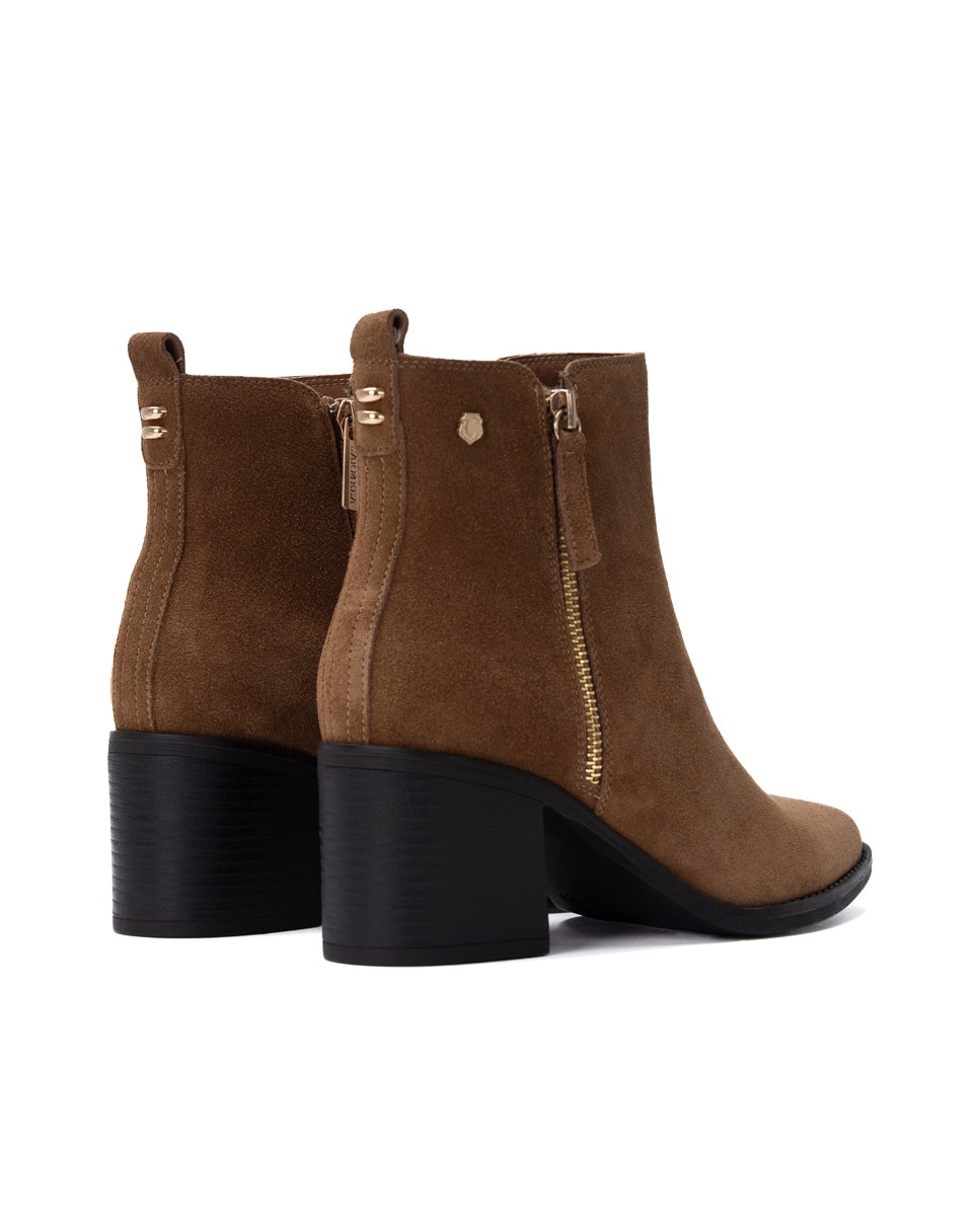 Botines de mujer con cremallera de serraje - Carmela - Camel Camel-6