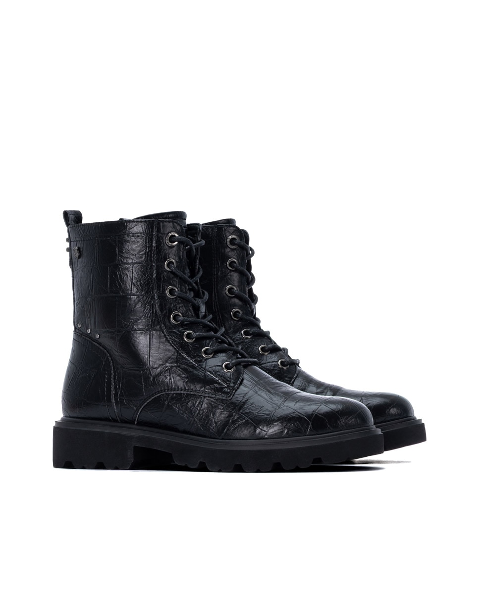 Botín de mujer con cordones - Carmela - Negro Negro-4
