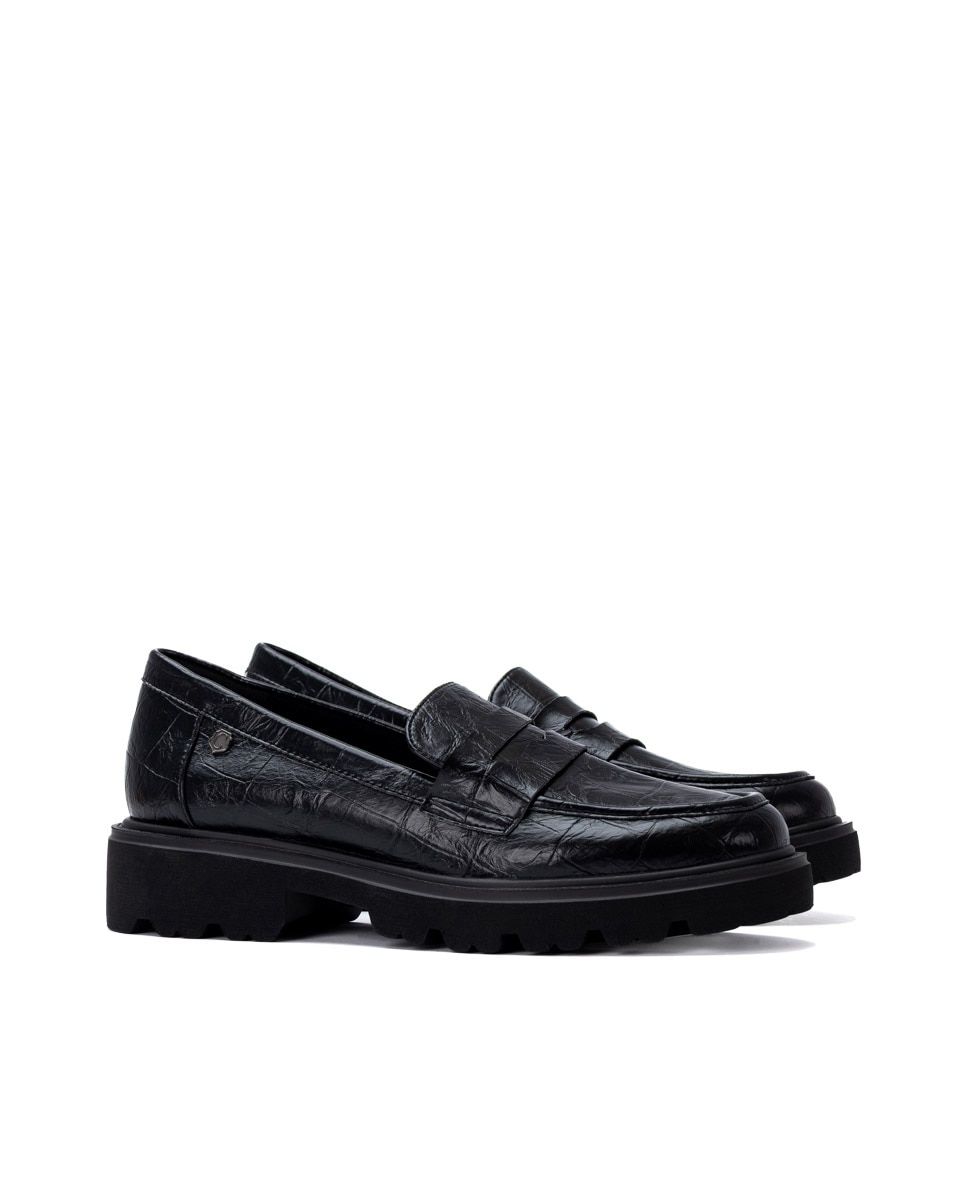 Mocasín de mujer de piel - Carmela - Negro Negro-4