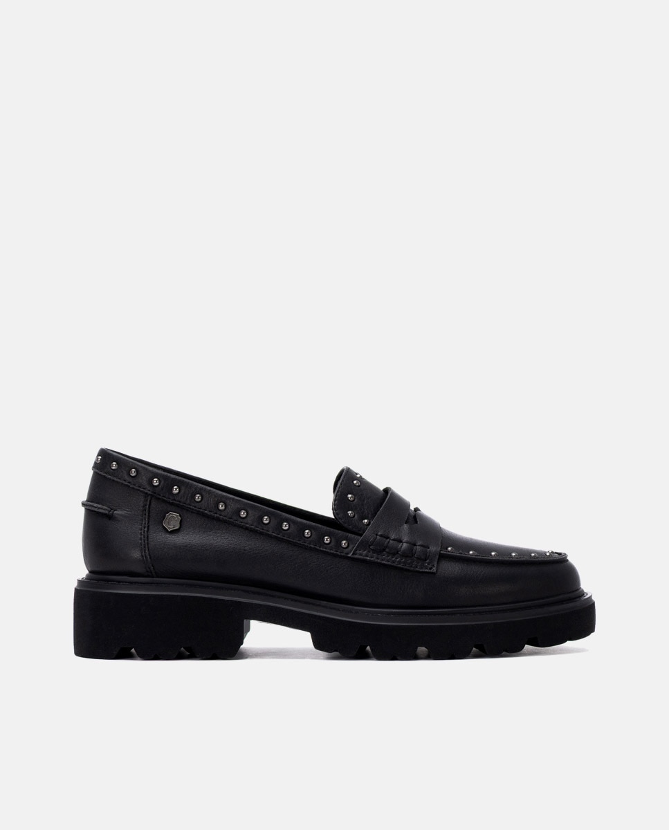 Mocasín de mujer de piel - Carmela - Negro Negro-1