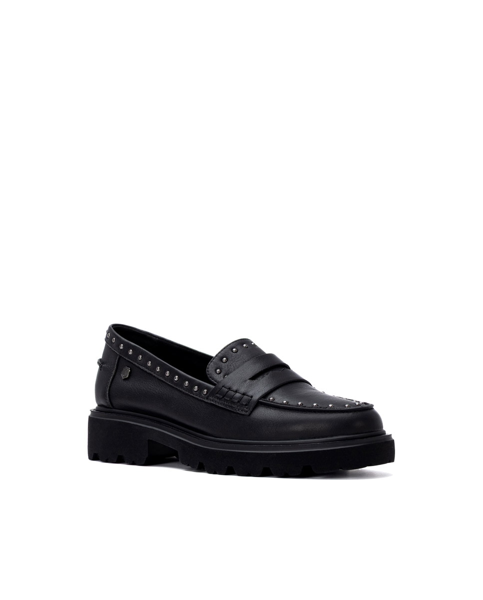 Mocasín de mujer de piel - Carmela - Negro Negro-3