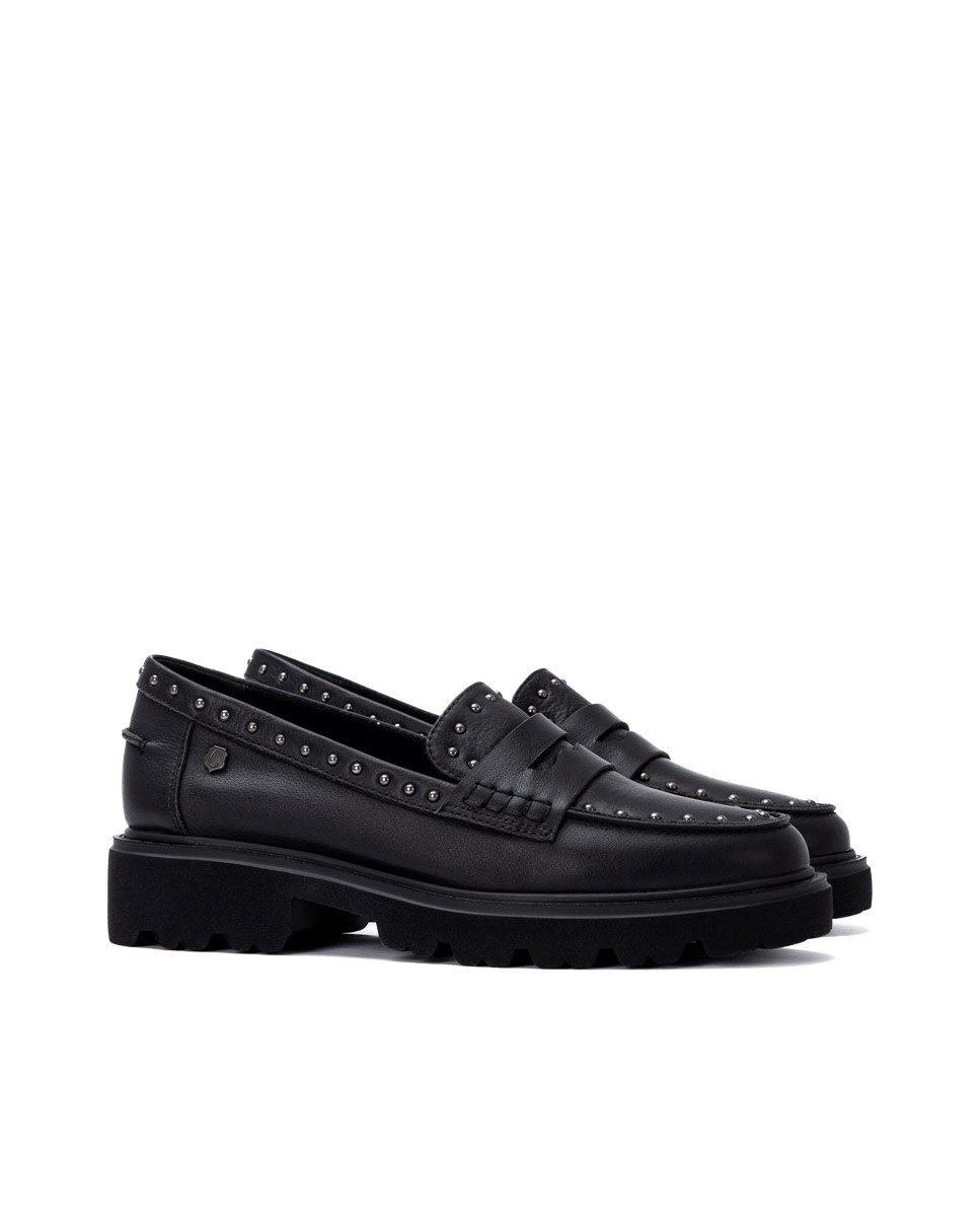 Mocasín de mujer de piel - Carmela - Negro Negro-4