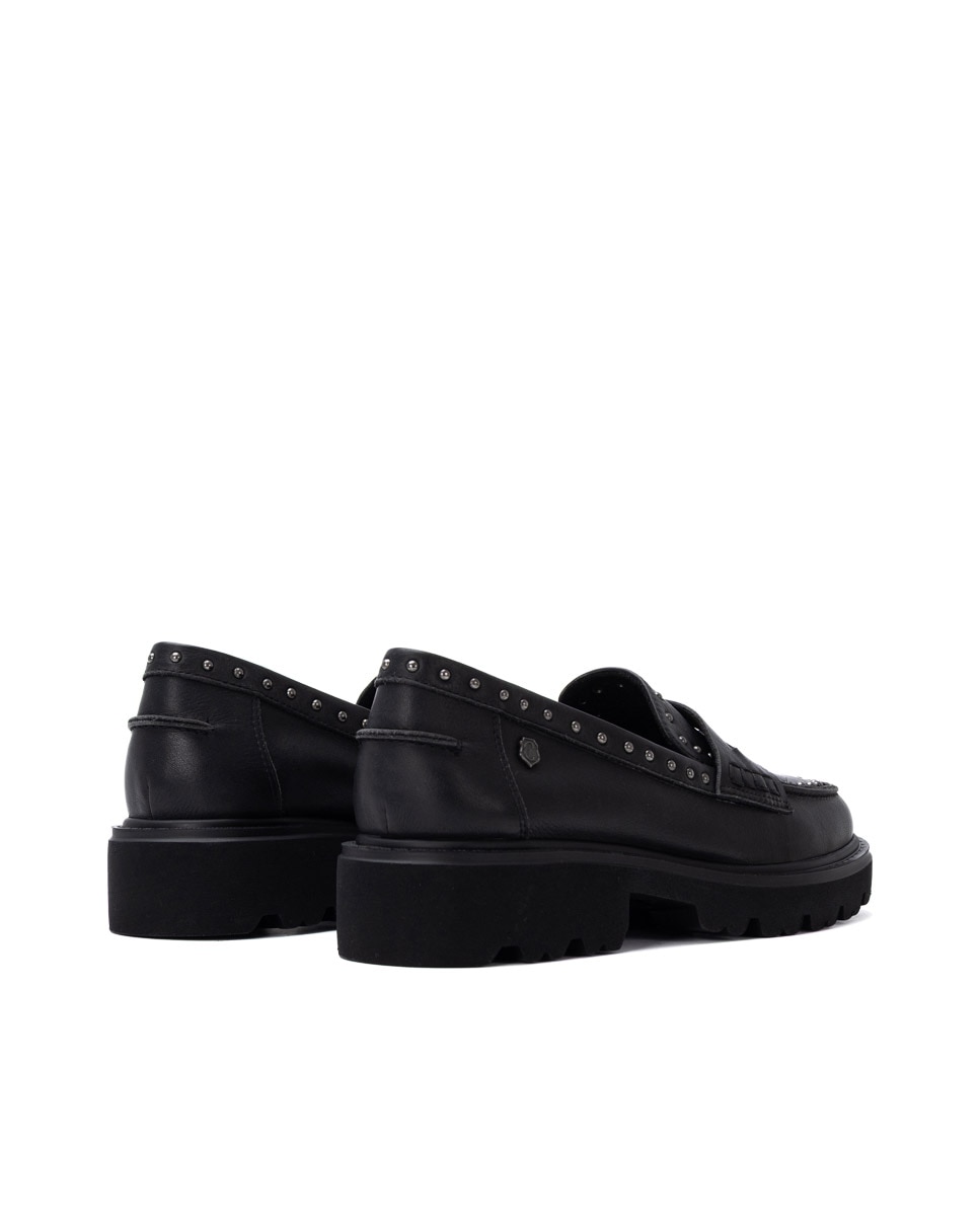 Mocasín de mujer de piel - Carmela - Negro Negro-8