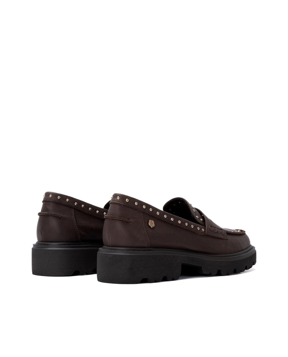 Mocasín de mujer de piel - Carmela - Marrón Marrón-9