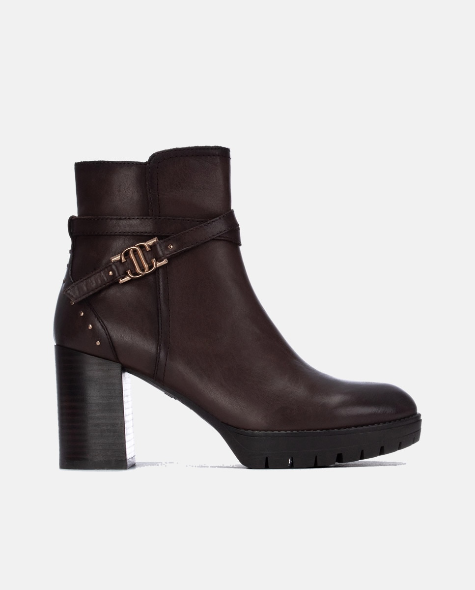 Botines de mujer con cremallera de piel - Carmela - Marrón Marrón-1