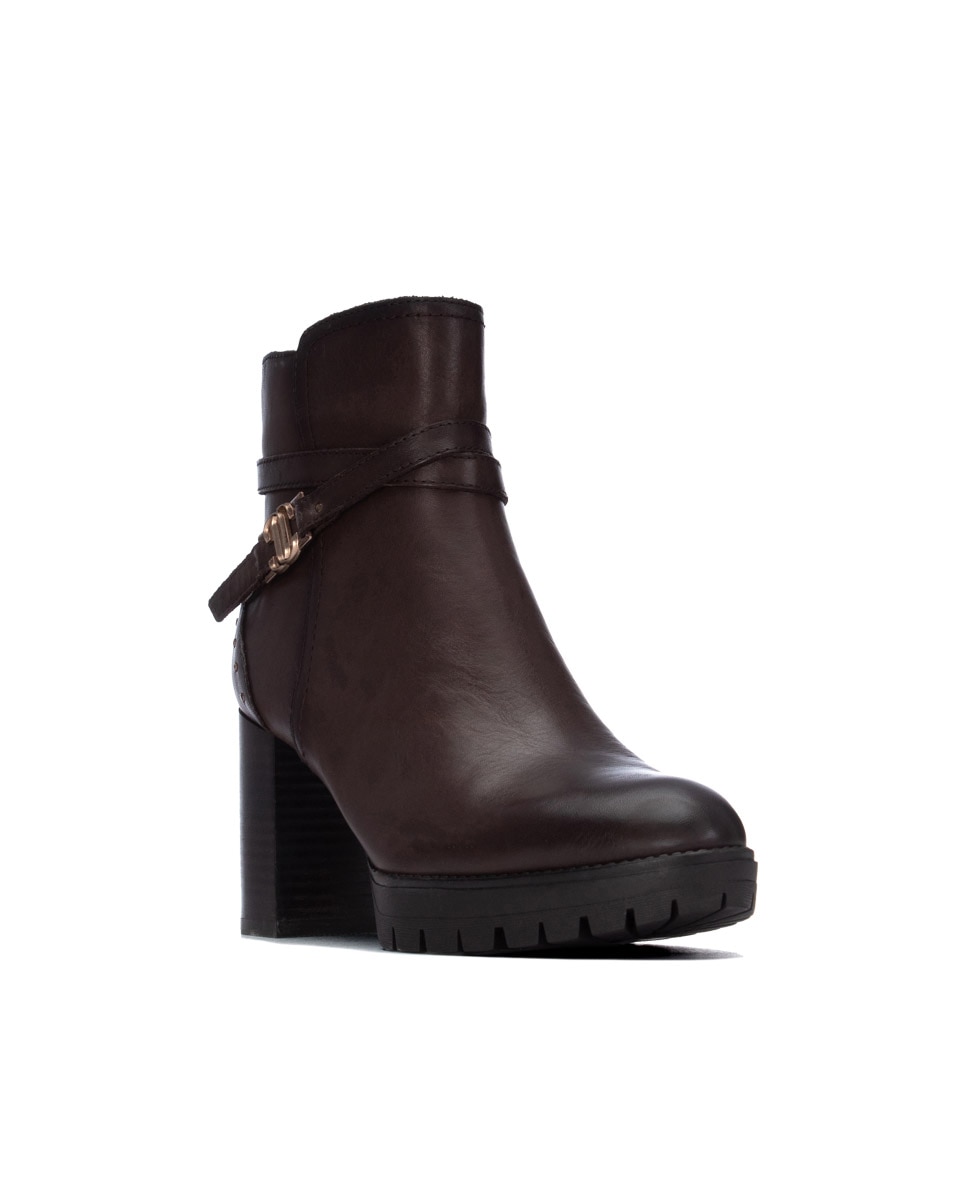 Botines de mujer con cremallera de piel - Carmela - Marrón Marrón-3