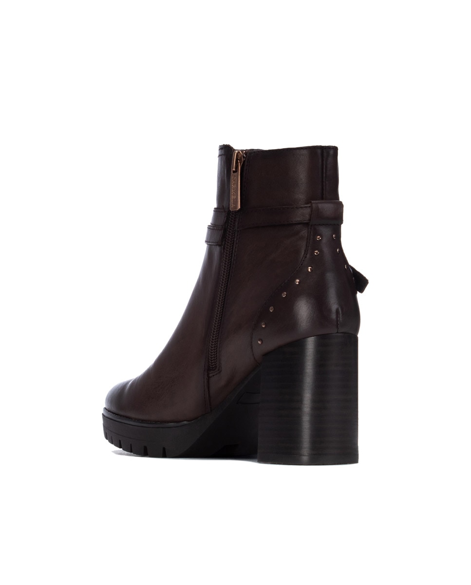 Botines de mujer con cremallera de piel - Carmela - Marrón Marrón-2