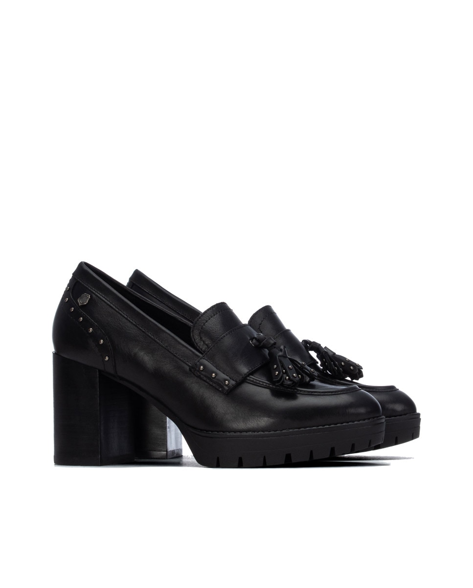 Mocasín de mujer de piel - Carmela - Negro Negro-4