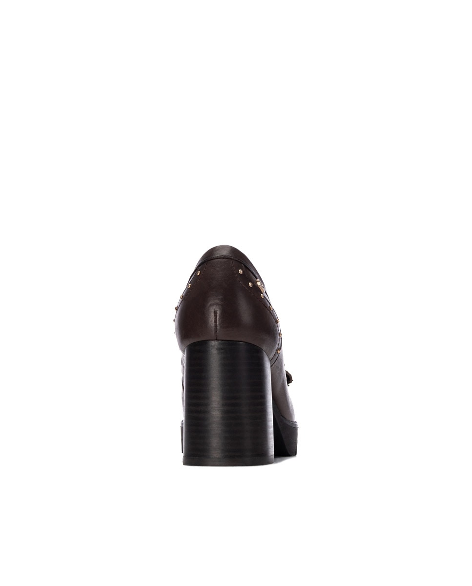 Mocasín de mujer de piel - Carmela - Marrón Marrón-5