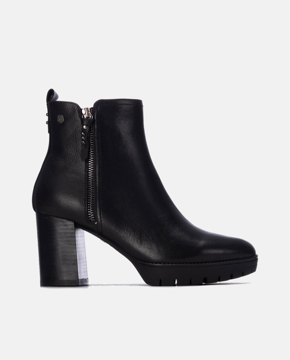 Imagen 1 de Botines de mujer con cremallera de piel - Carmela - Negro Negro