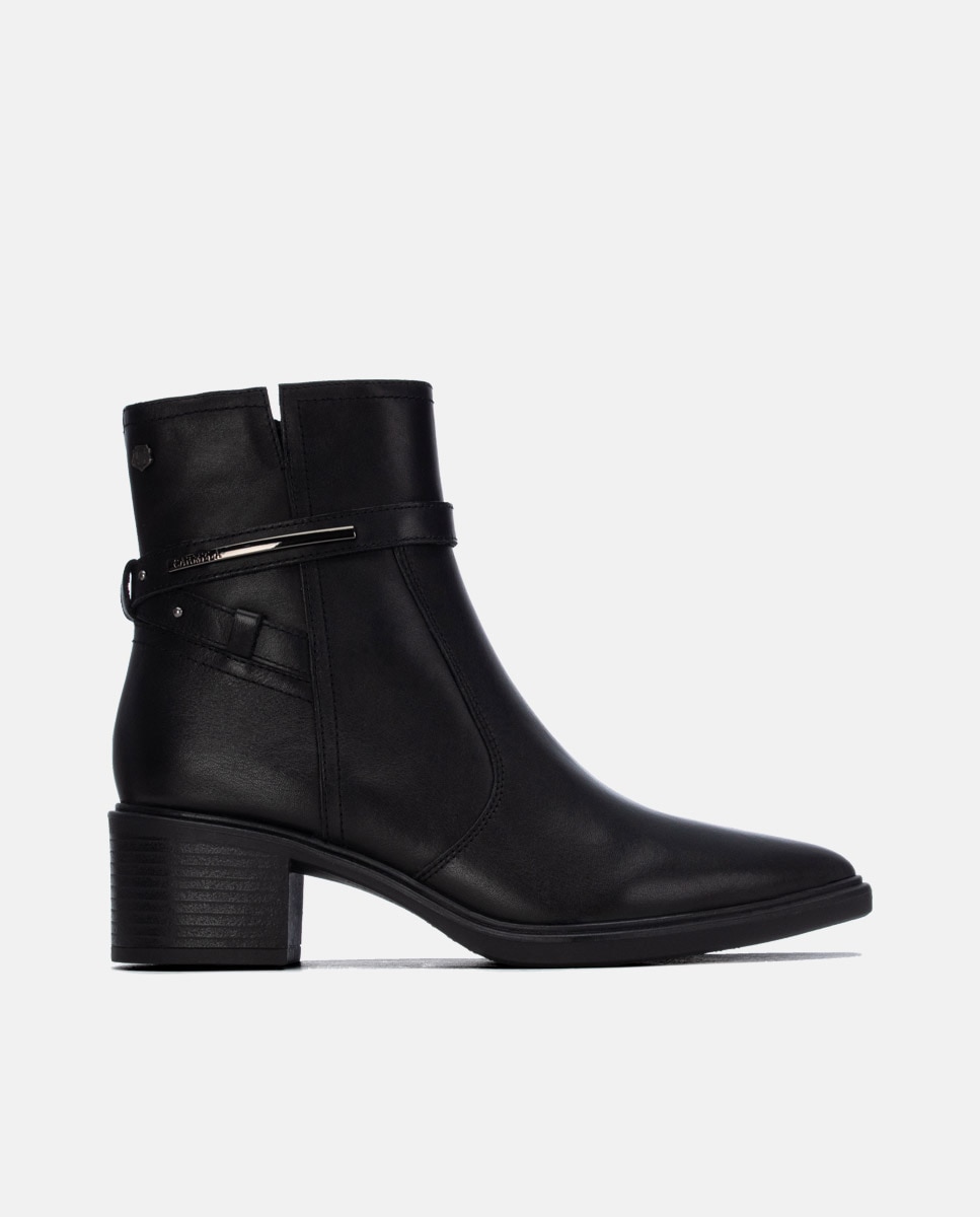 Botines de mujer con cremallera de piel - Carmela - Negro Negro-1