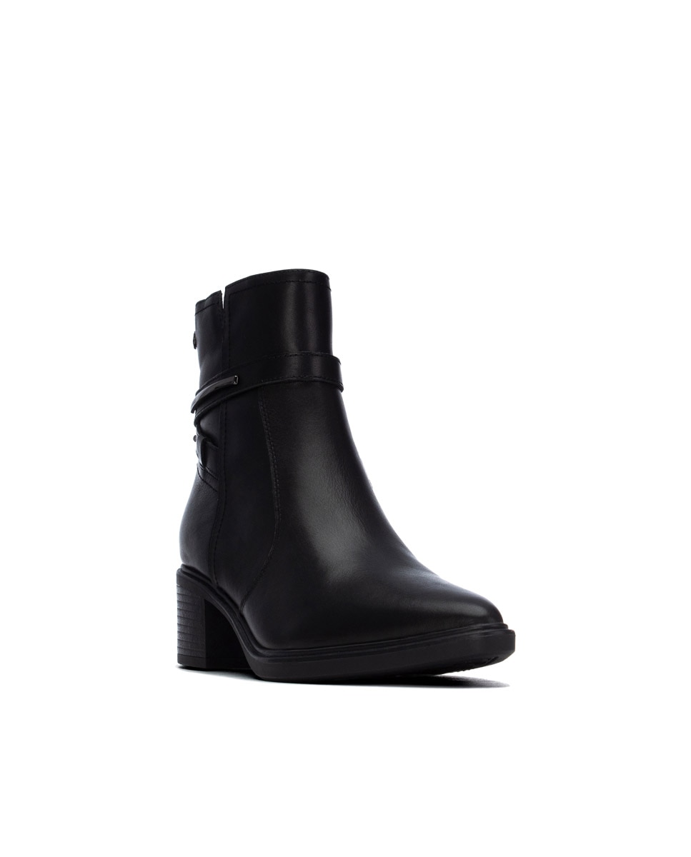 Botines de mujer con cremallera de piel - Carmela - Negro Negro-3