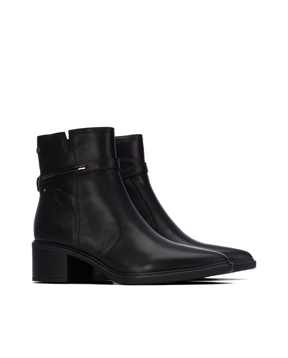 Botines de mujer con cremallera de piel - Carmela - Negro Negro-4