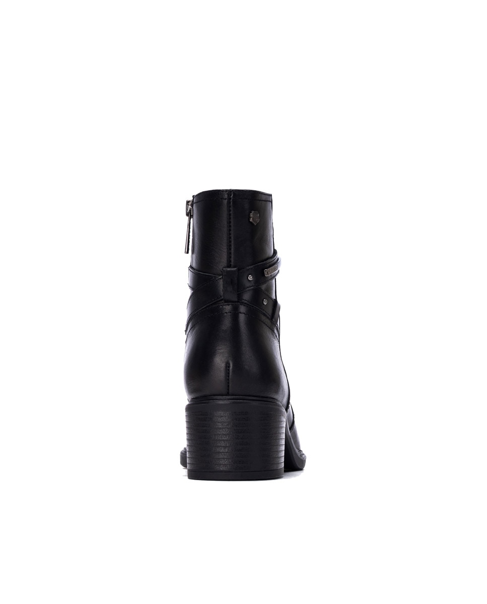 Botines de mujer con cremallera de piel - Carmela - Negro Negro-5