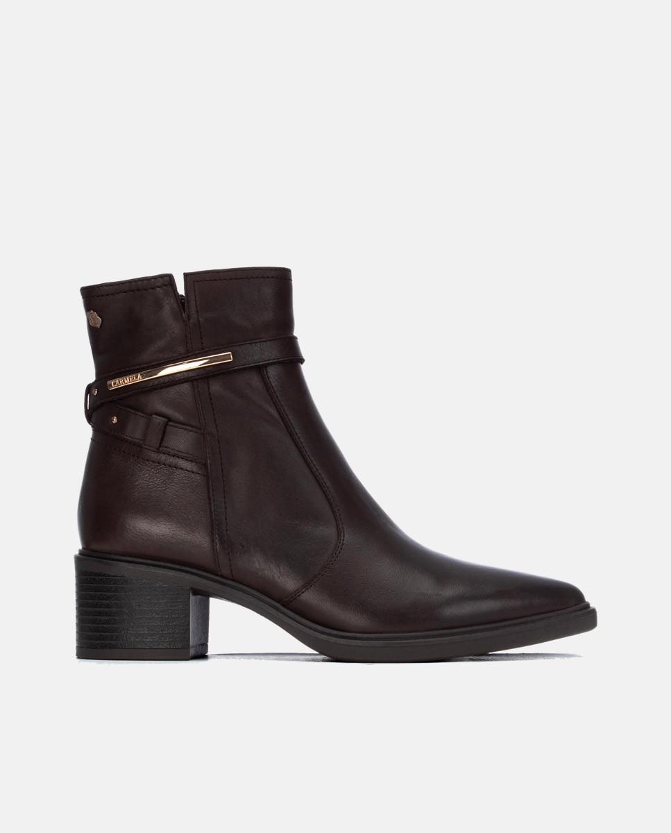 Botines de mujer con cremallera de piel - Carmela - Marrón Marrón-1