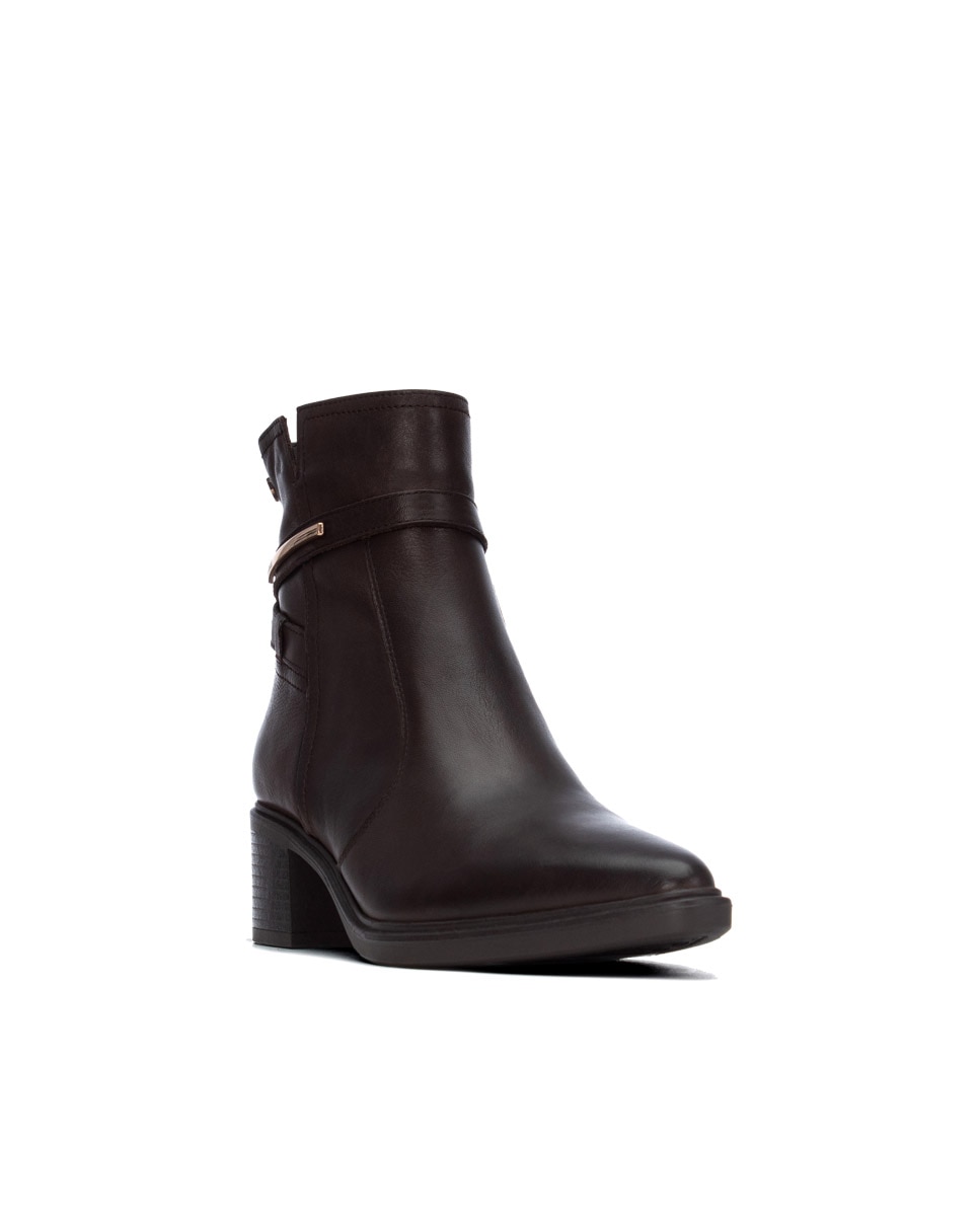 Botines de mujer con cremallera de piel - Carmela - Marrón Marrón-3