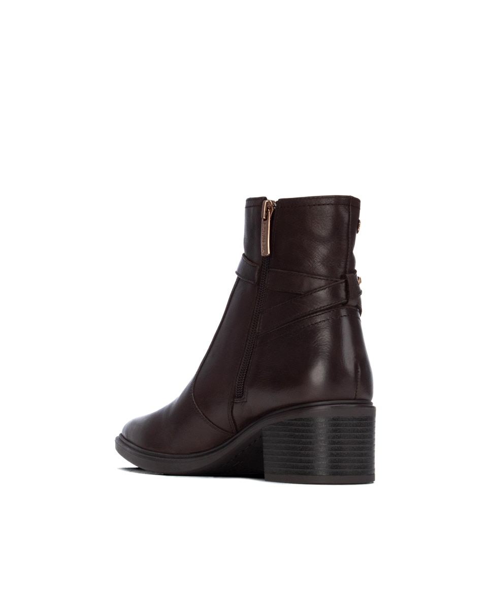 Botines de mujer con cremallera de piel - Carmela - Marrón Marrón-2