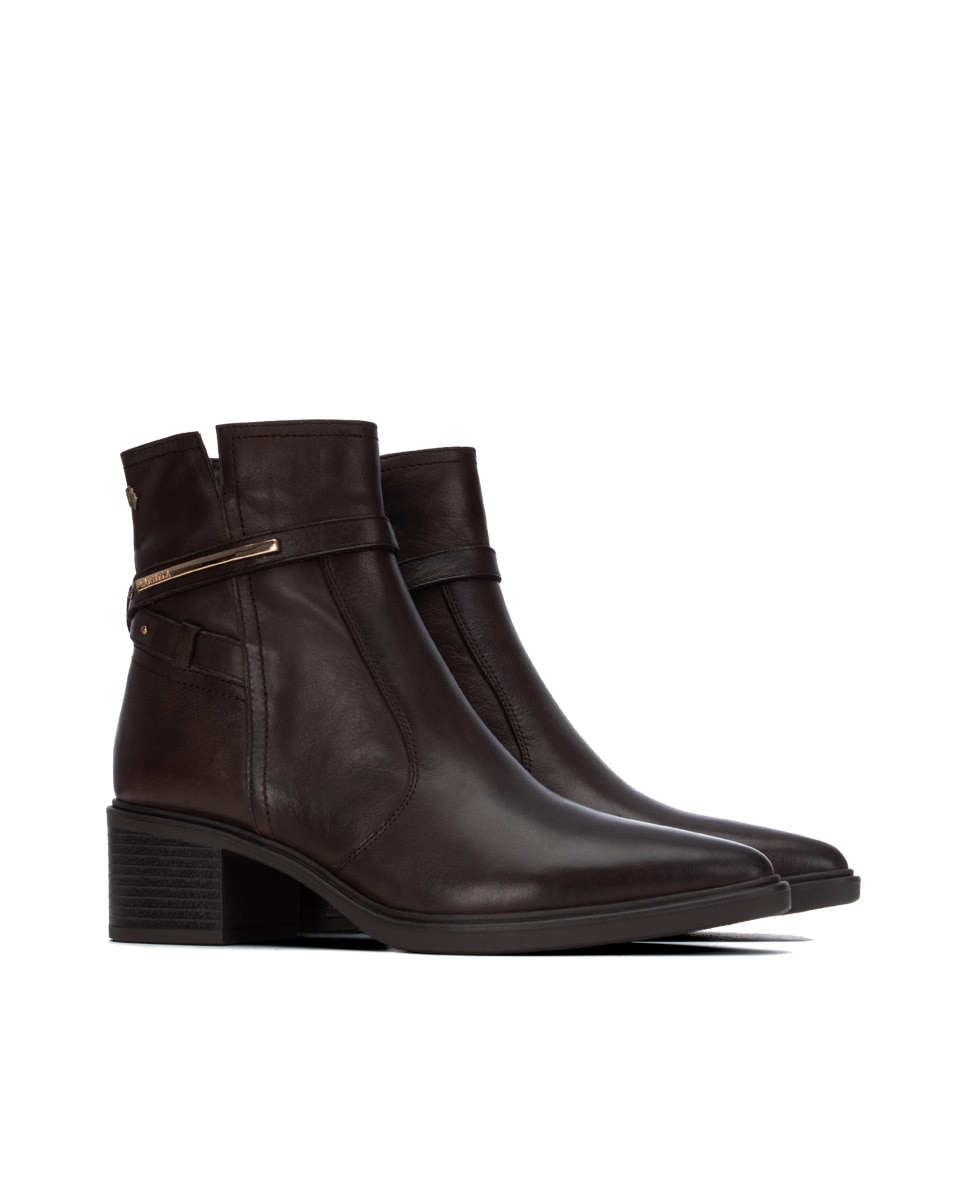 Botines de mujer con cremallera de piel - Carmela - Marrón Marrón-4