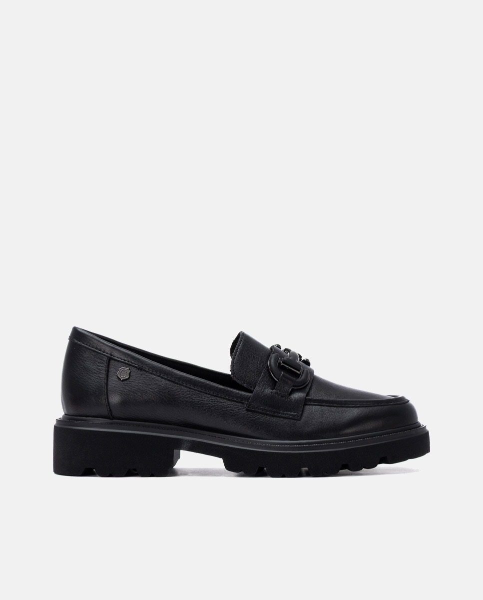Mocasín de mujer de piel - Carmela - Negro Negro-1