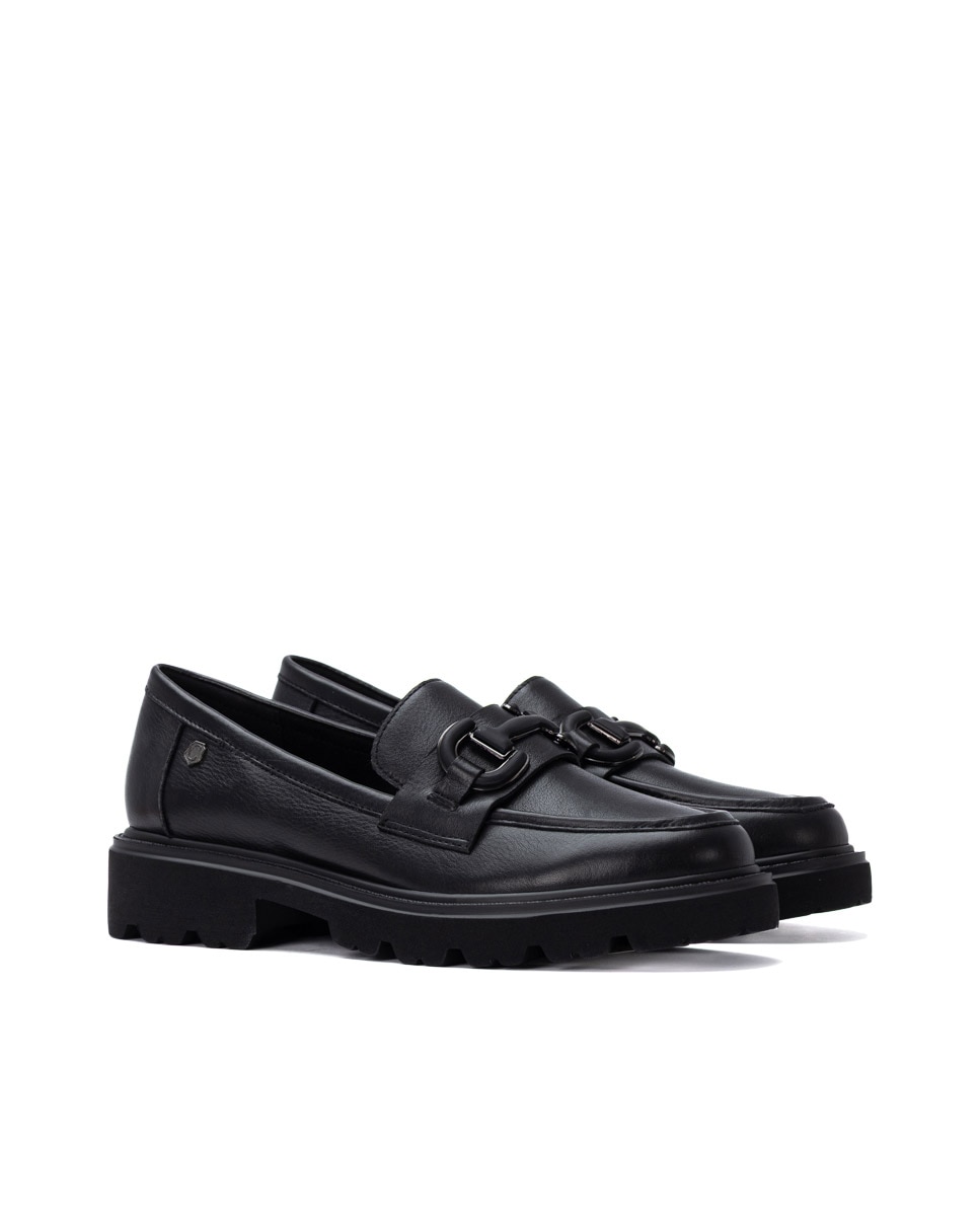 Mocasín de mujer de piel - Carmela - Negro Negro-4