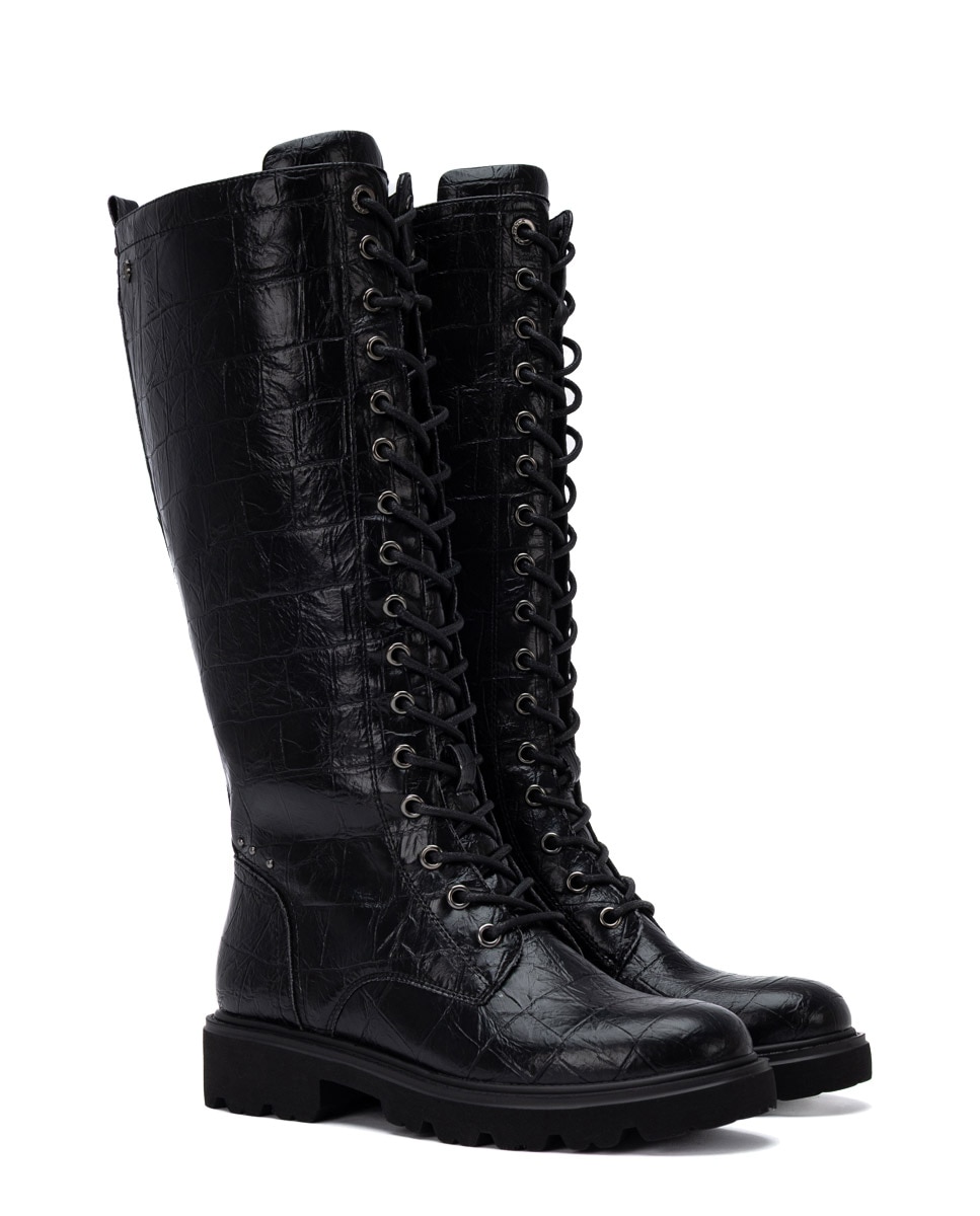 Bota de mujer con cordones - Carmela - Negro Negro-5