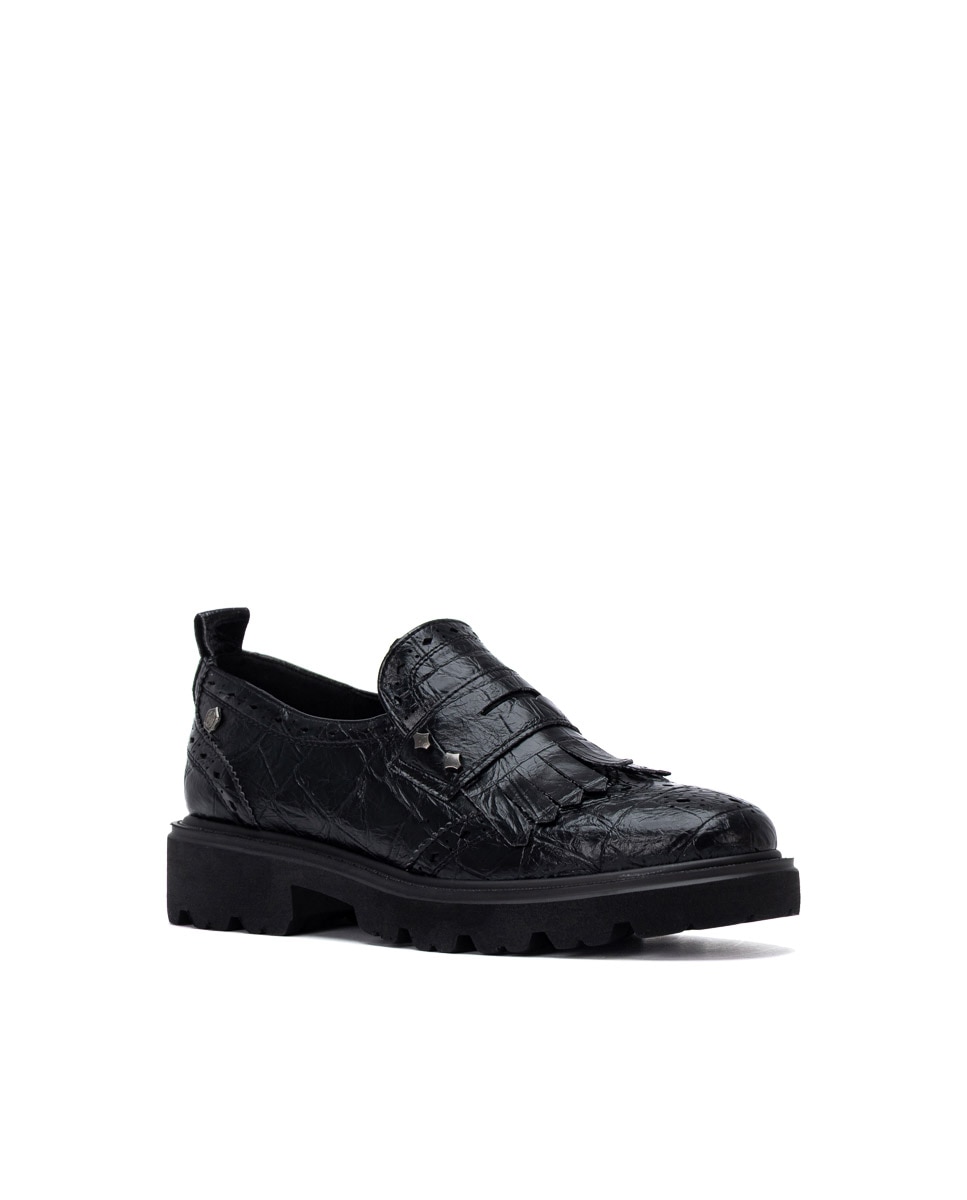 Mocasín de mujer de piel - Carmela - Negro Negro-3