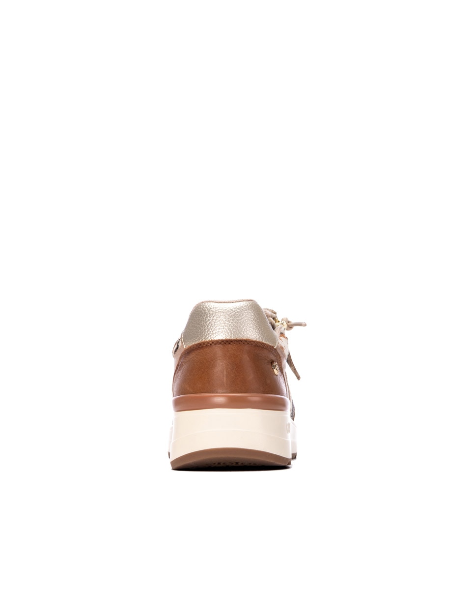 Zapatilla de mujer con cordones de piel - Carmela - Beige Beige-5