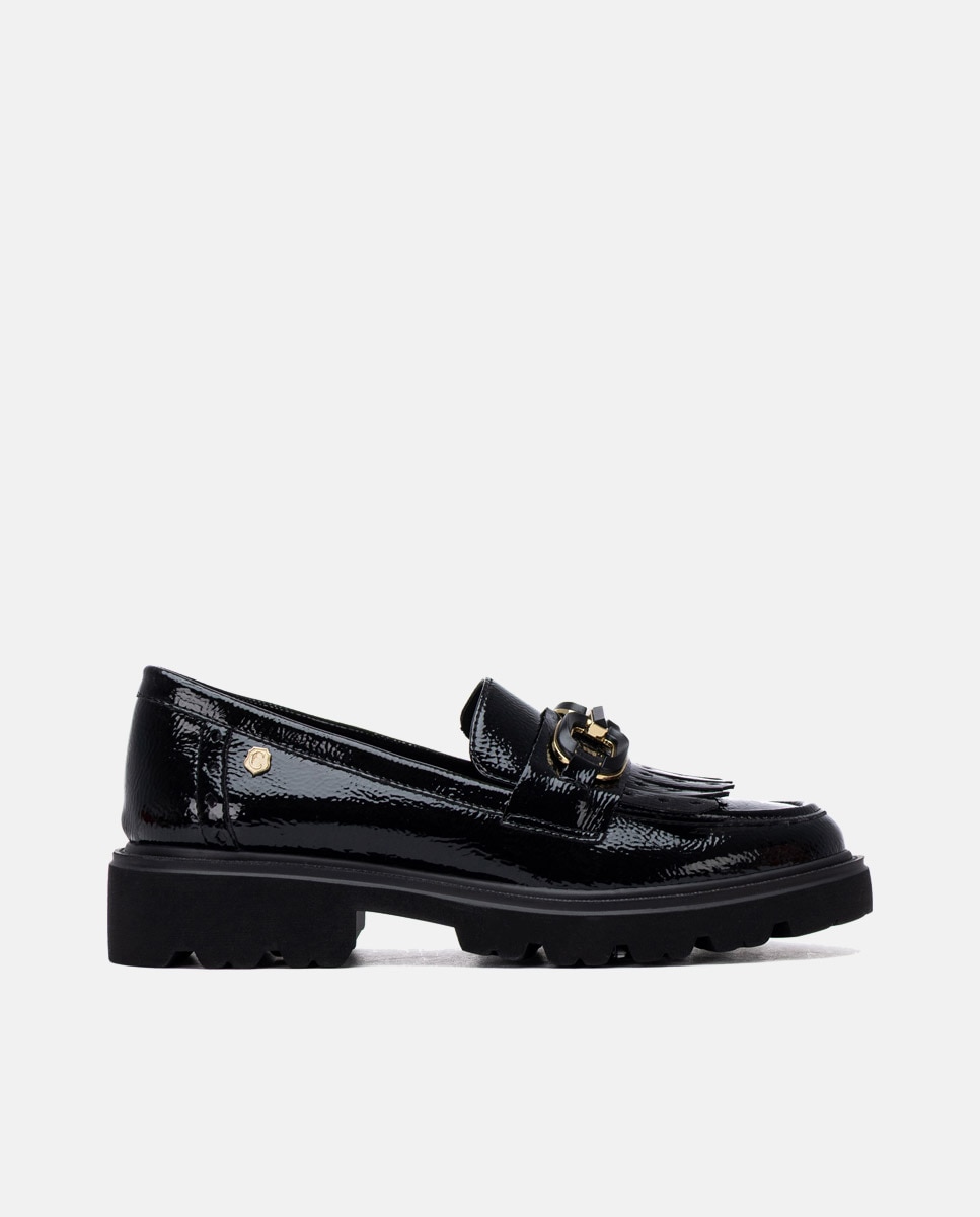 Mocasín de mujer de piel - Carmela - Negro Negro-1