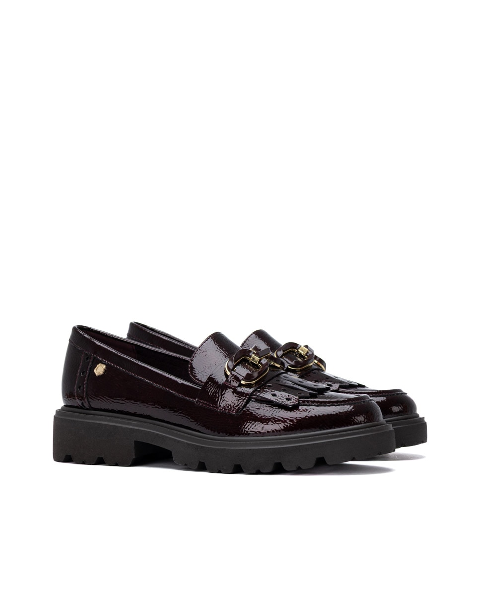Mocasín de mujer de piel - Carmela - Burdeos Burdeos-4