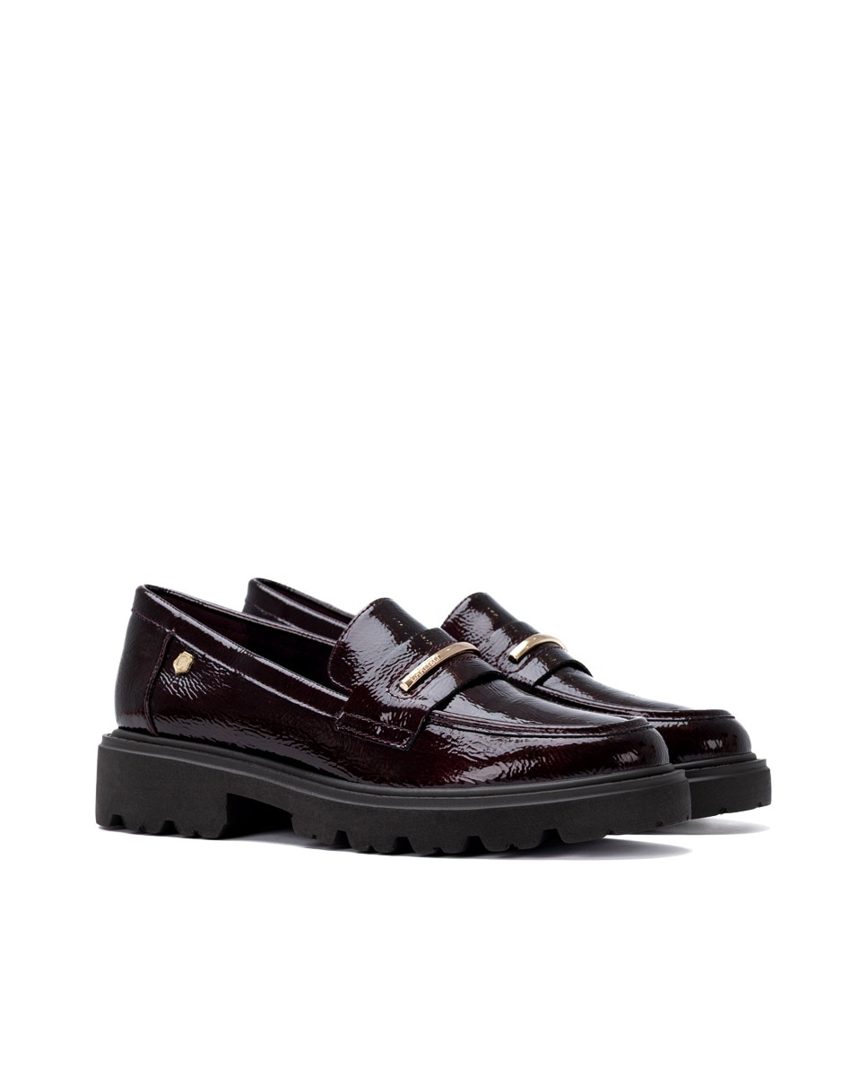 Mocasín de mujer de piel - Carmela - Burdeos Burdeos-4