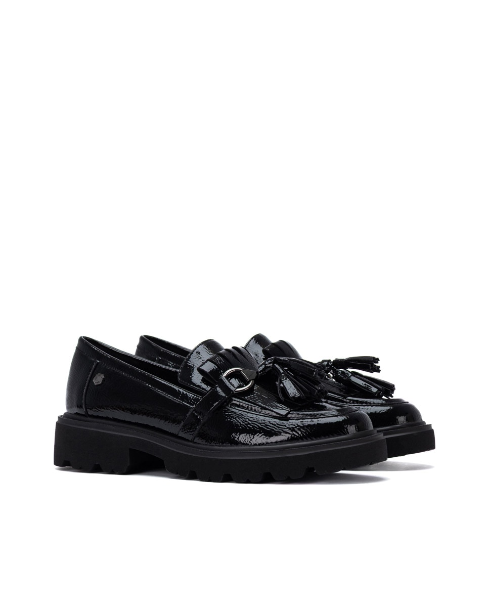 Mocasín de mujer de piel - Carmela - Negro Negro-4