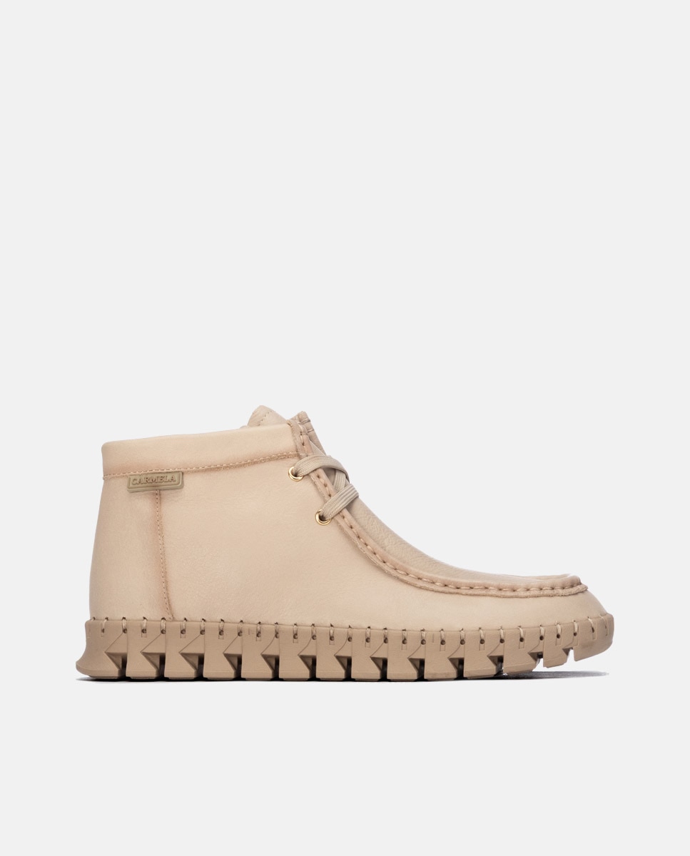 Botines básicos de mujer con cordones de piel - Carmela - Beige Beige-1