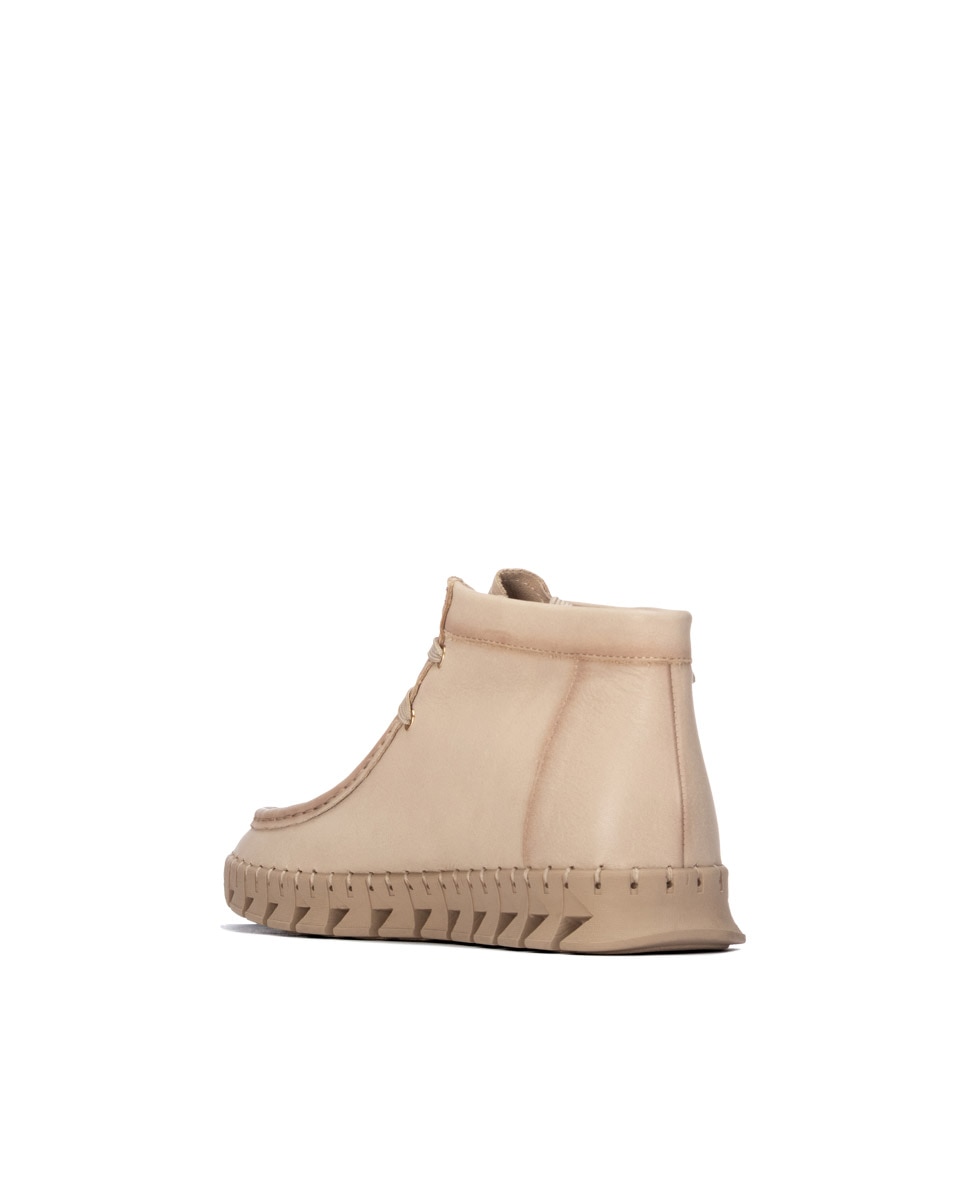 Botines básicos de mujer con cordones de piel - Carmela - Beige Beige-2