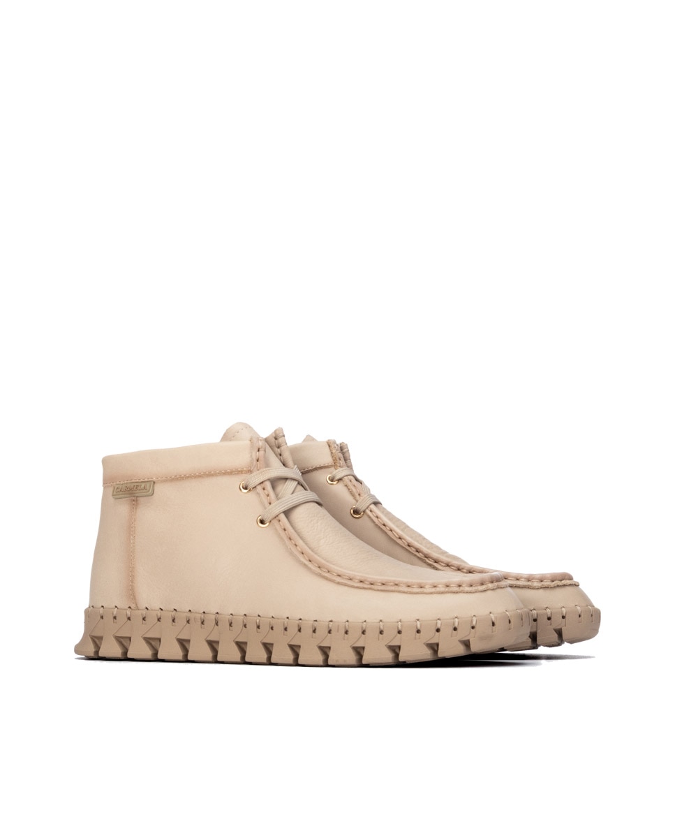 Botines básicos de mujer con cordones de piel - Carmela - Beige Beige-4