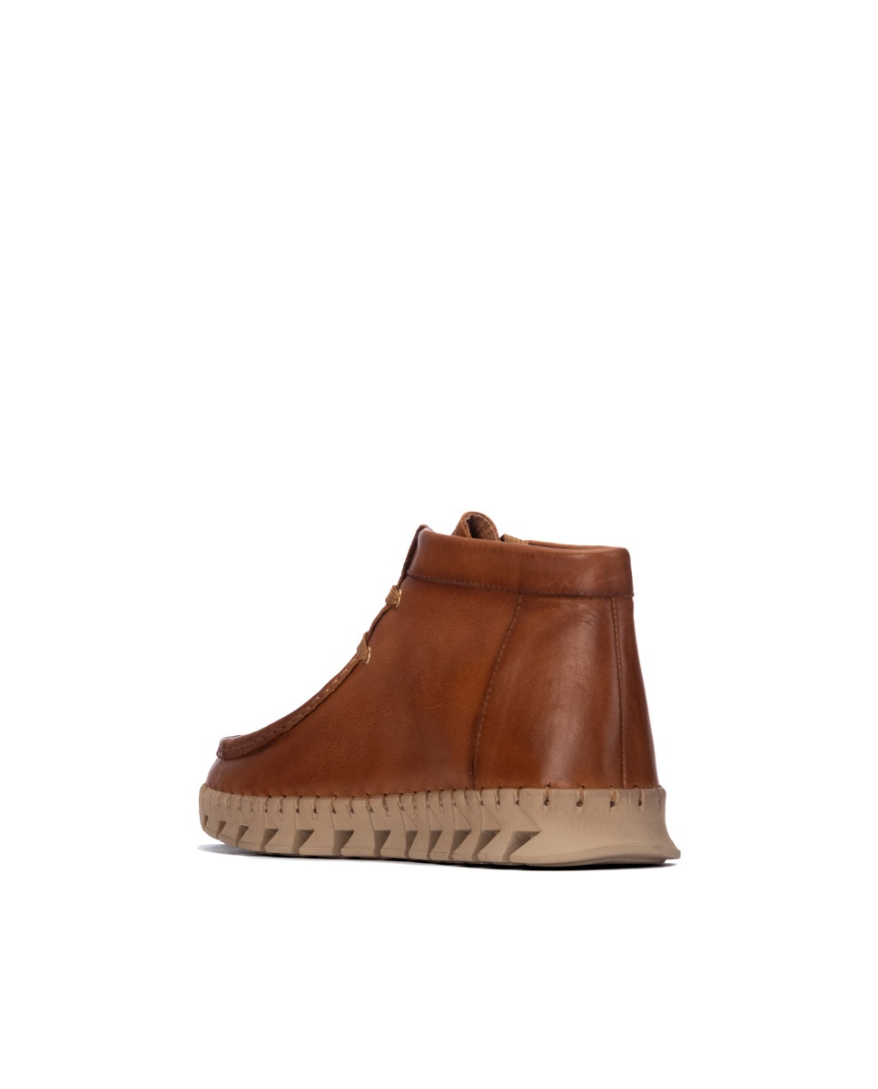Botines básicos de mujer con cordones de piel - Carmela - Camel Camel-2