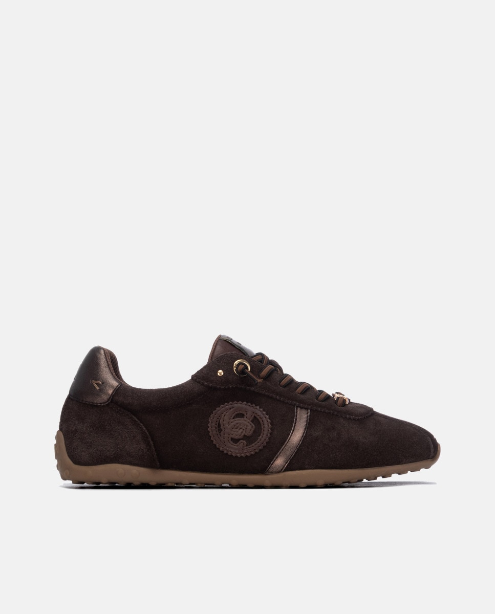 Zapatilla de mujer con cordones de piel - Carmela - Marrón Marrón-1