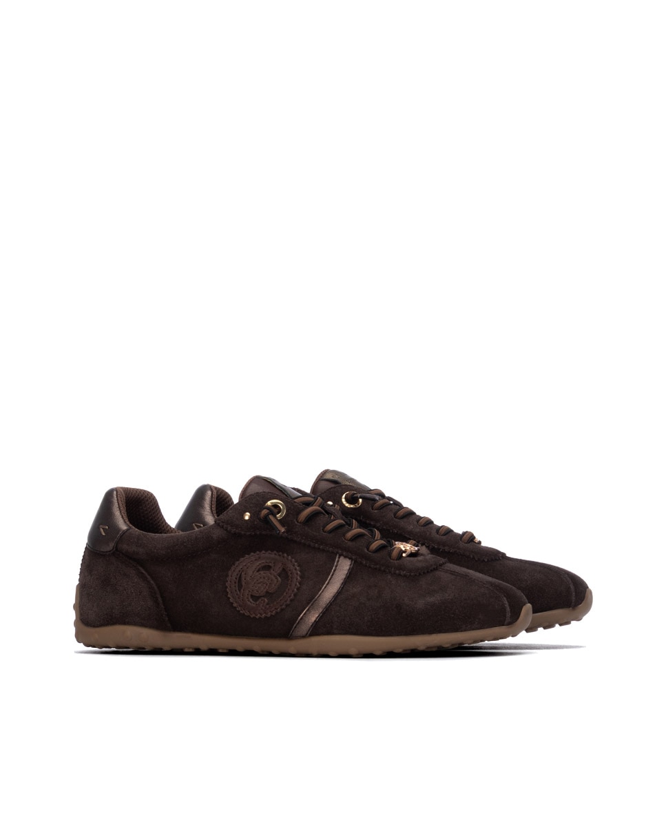 Zapatilla de mujer con cordones de piel - Carmela - Marrón Marrón-4