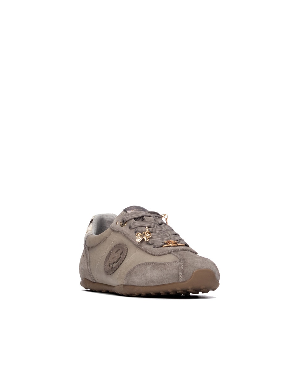 Zapatilla de mujer con cordones de piel - Carmela - Marrón Marrón-3