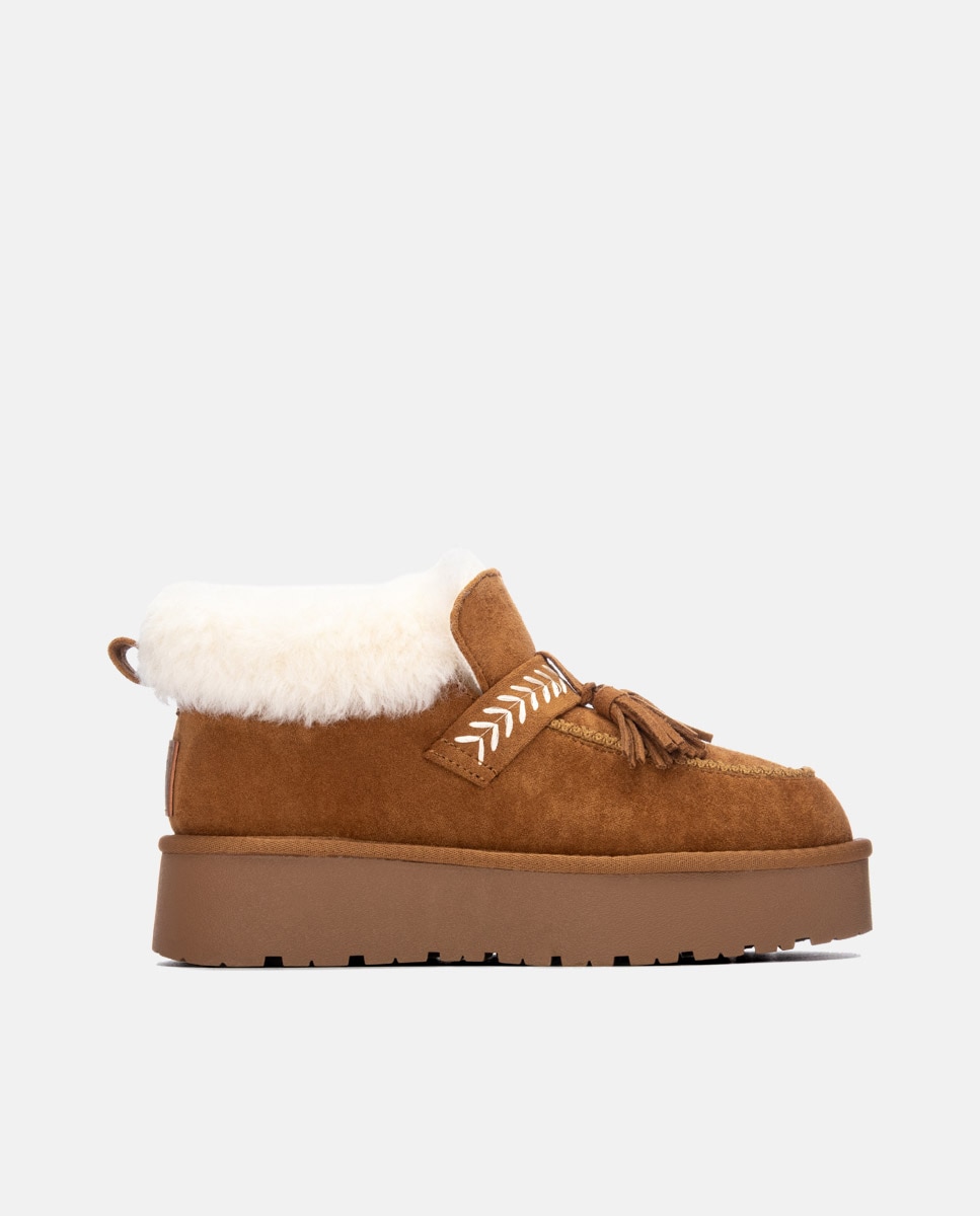 Botines con pelo de mujer australiano - Xti - Camel Camel-1