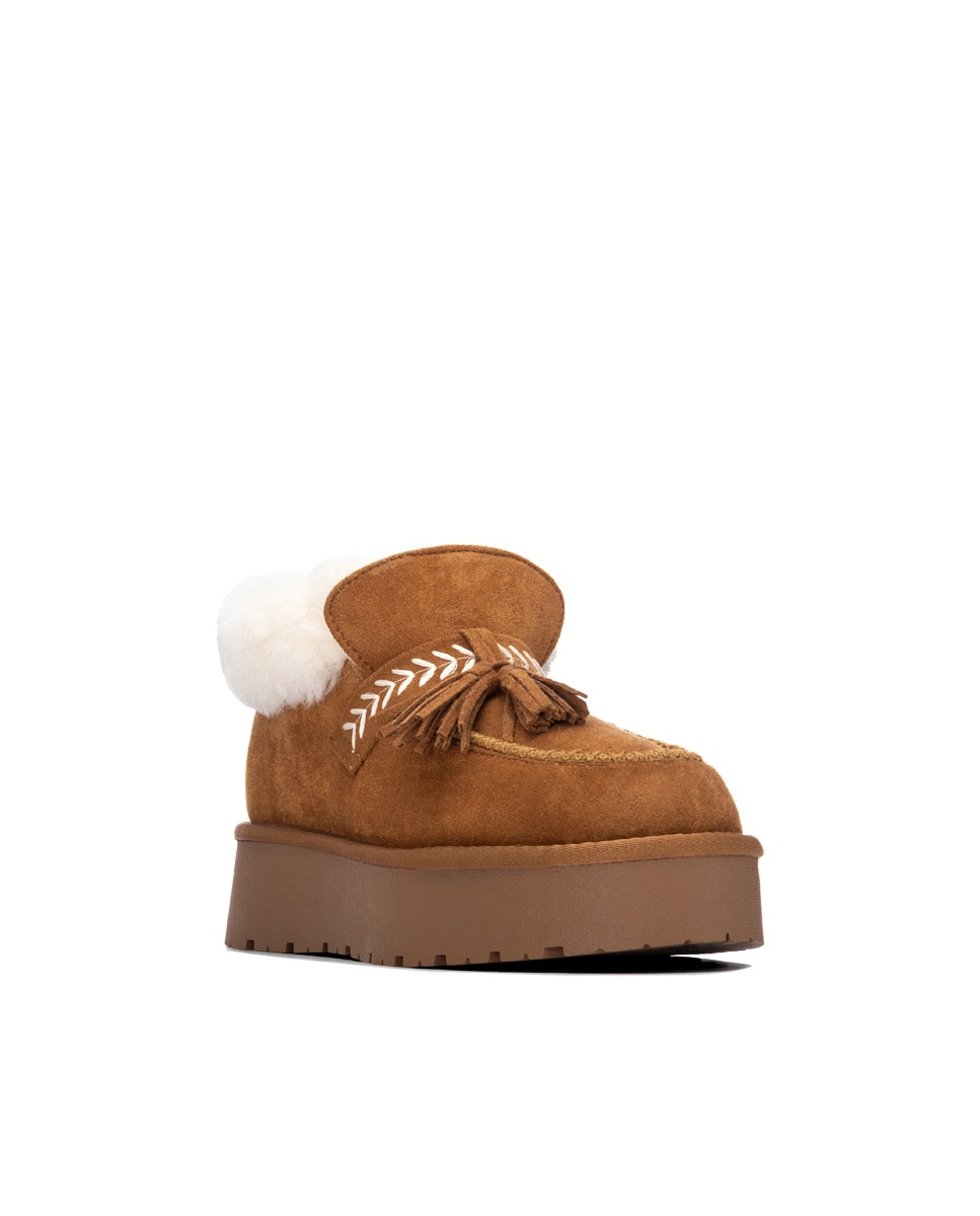Botines con pelo de mujer australiano - Xti - Camel Camel-3